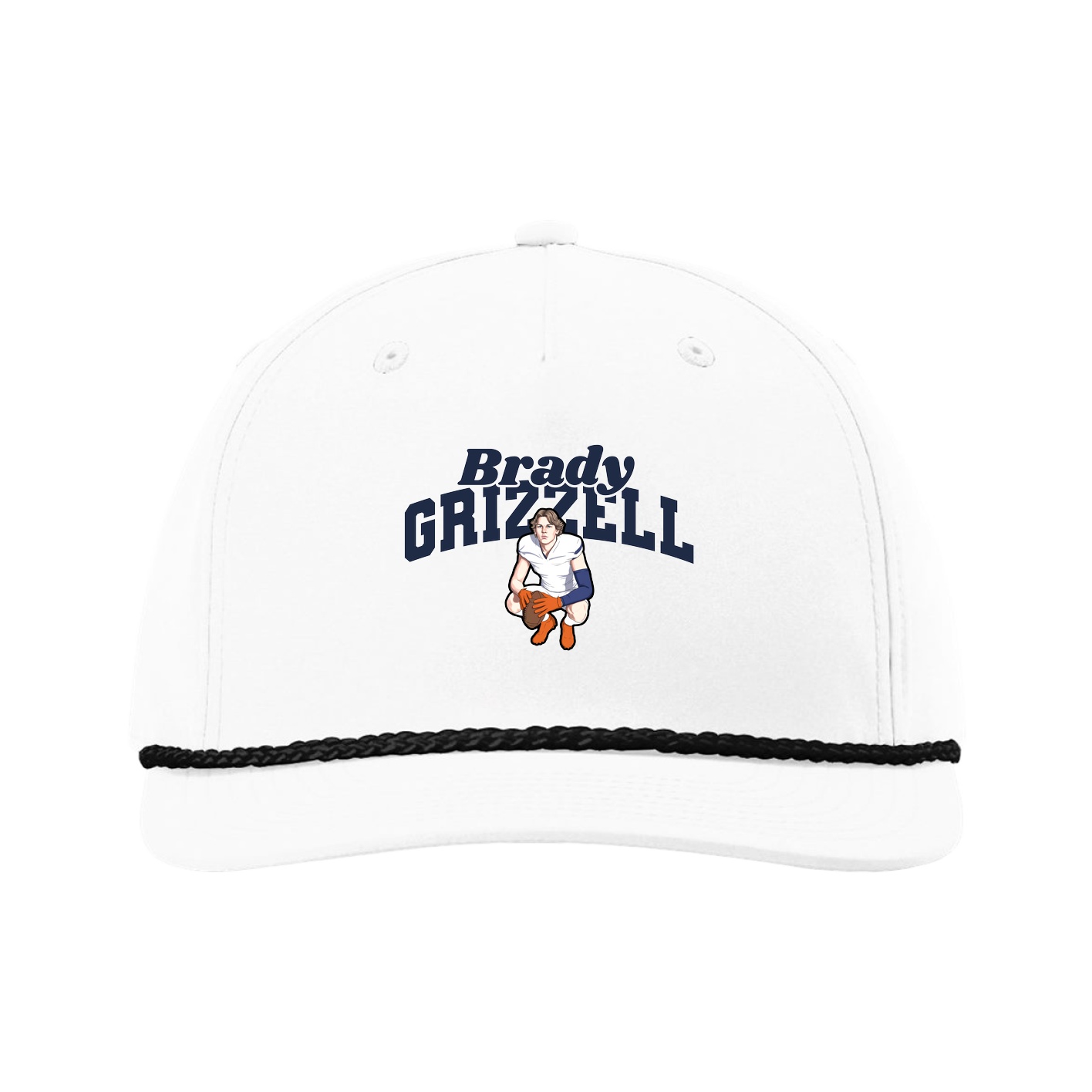 Five-Panel Classic Rope Cap — Signature Arch in White