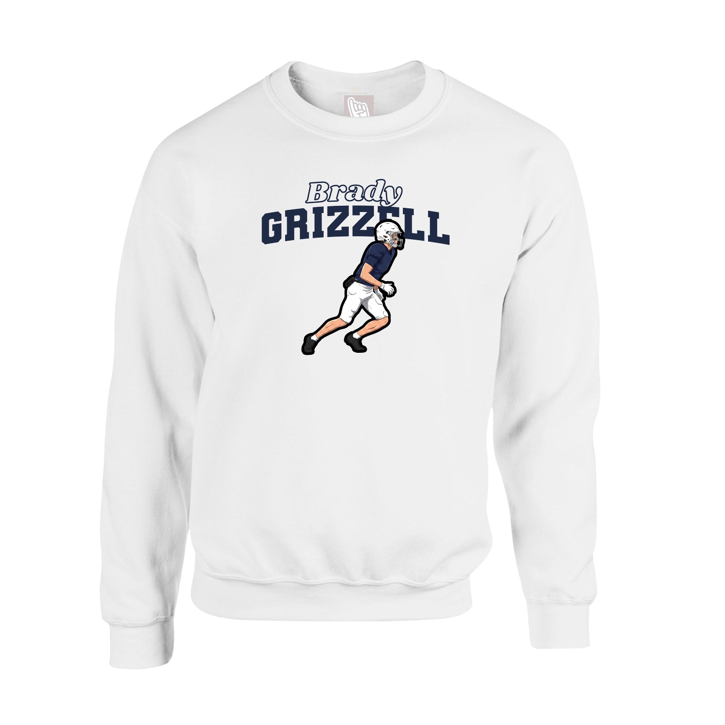 Fleece Crew — Name Arch in White