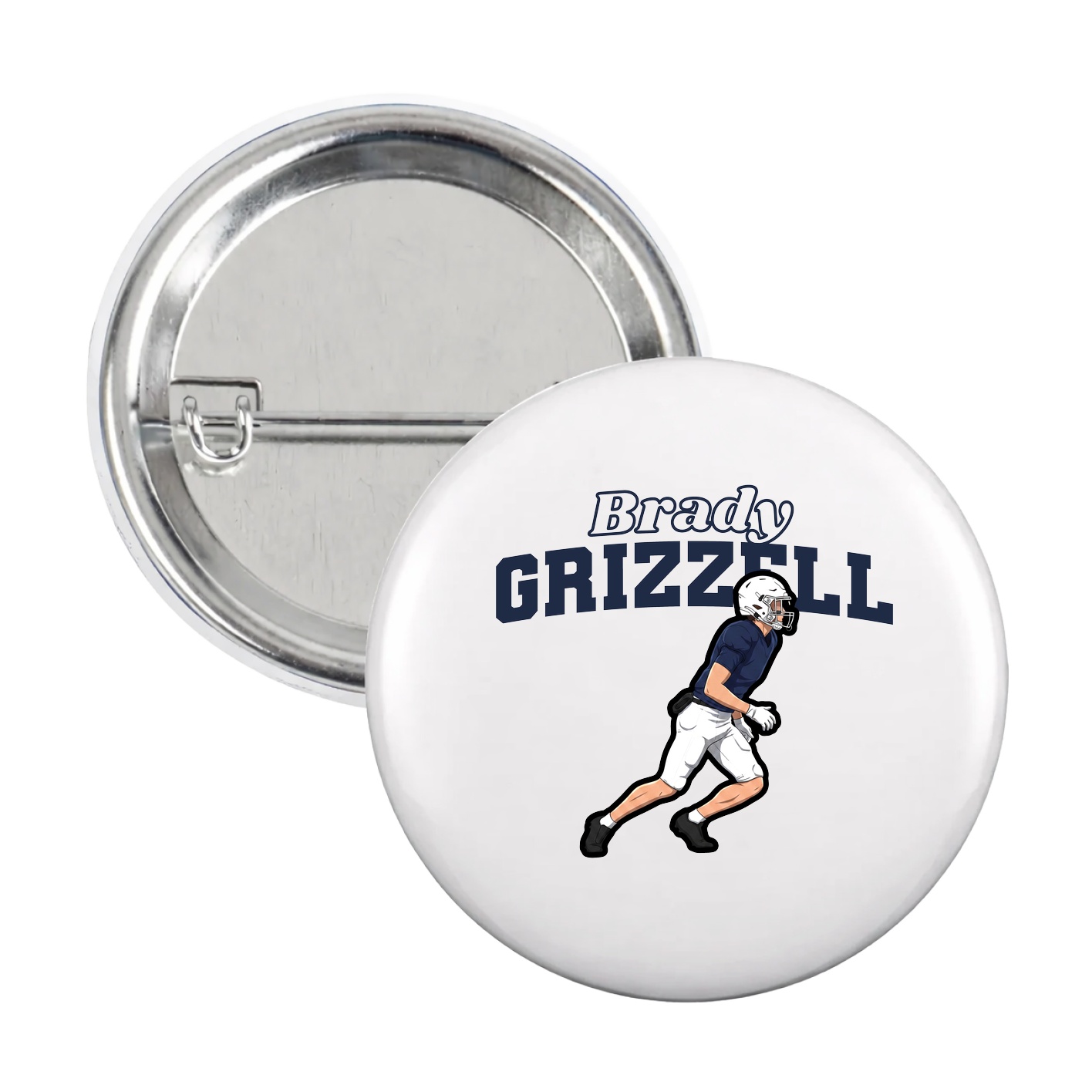 Game Day Button — Name Arch in White
