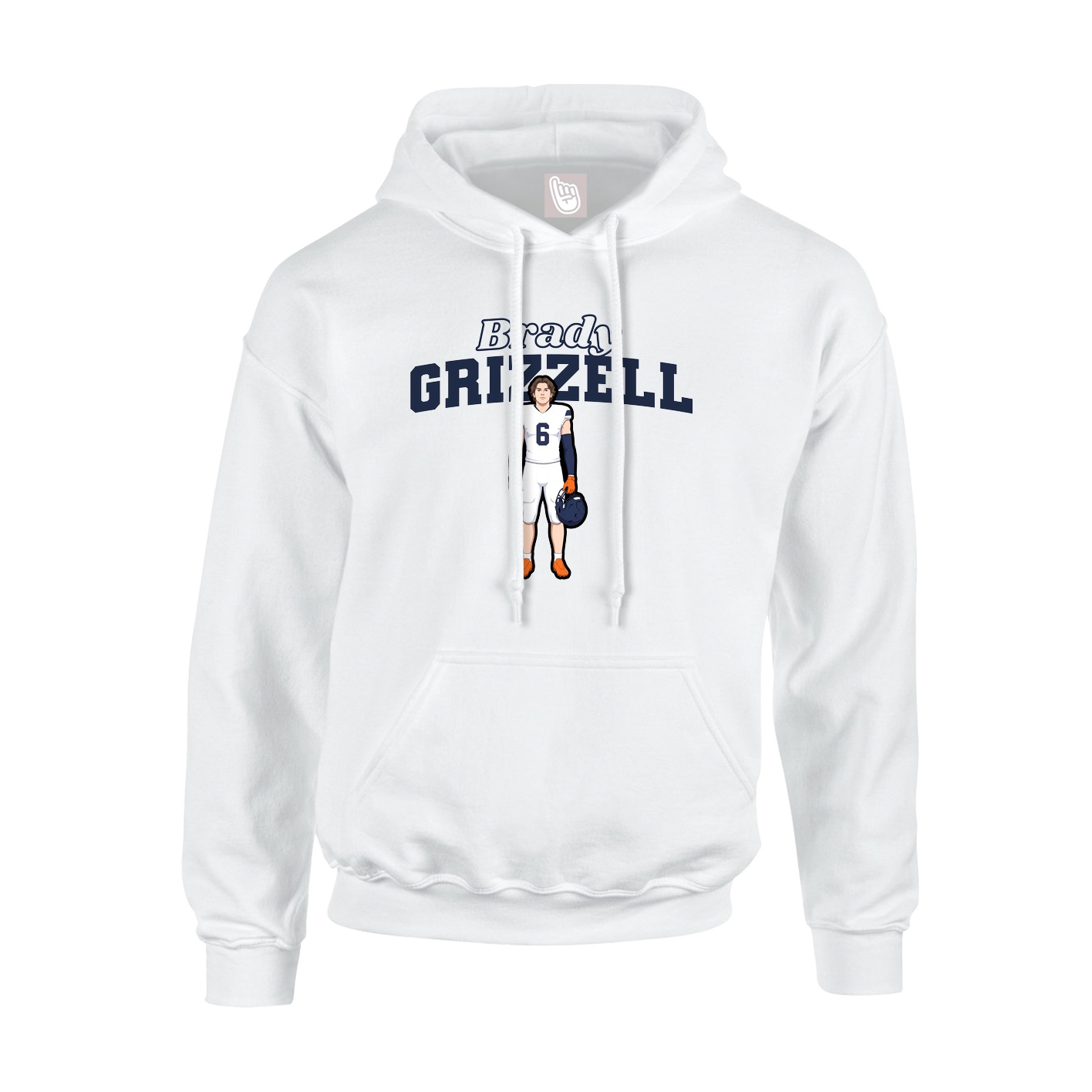Youth Hoodie — Name Arch in White