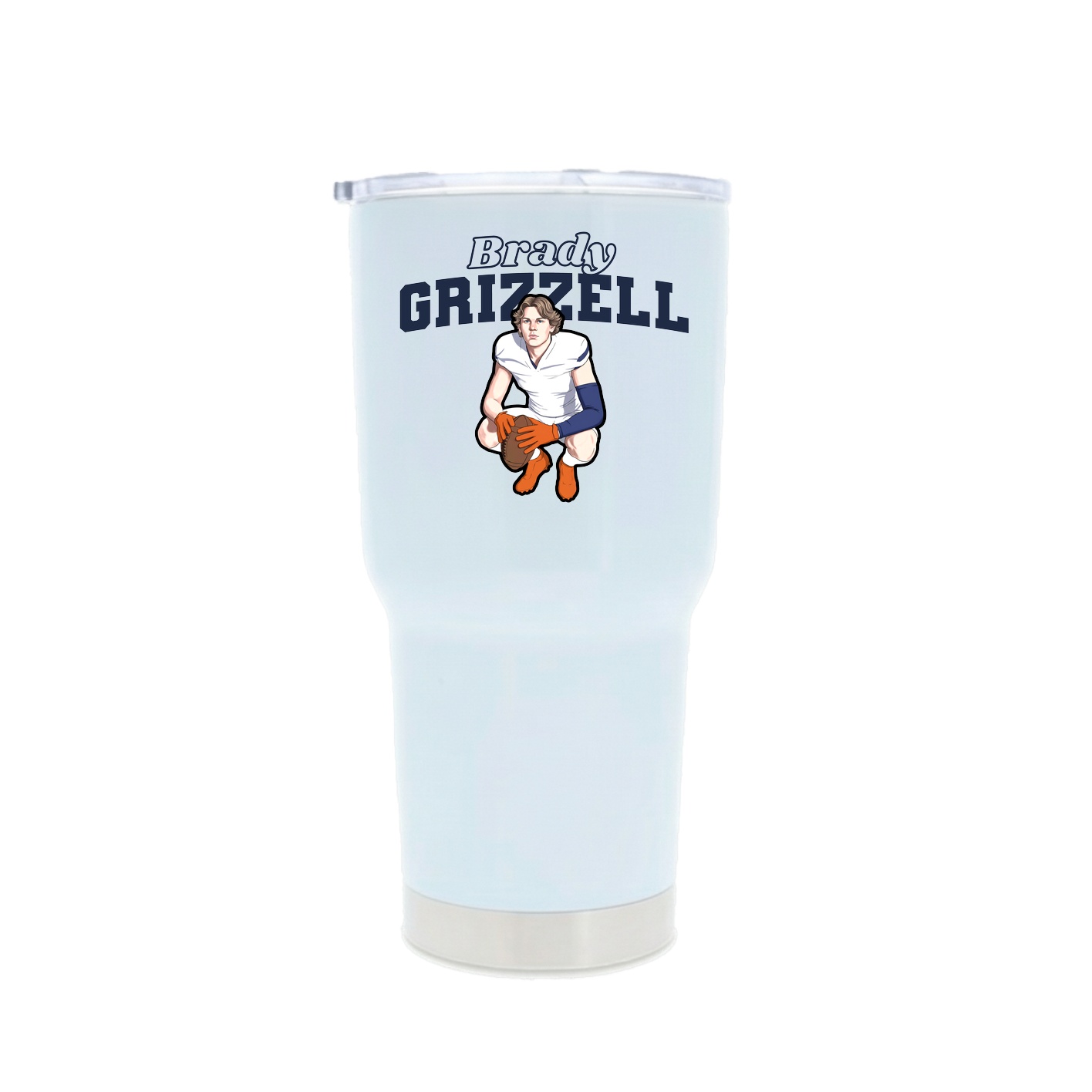 30oz Stainless Steel Tumbler — Name Arch in White