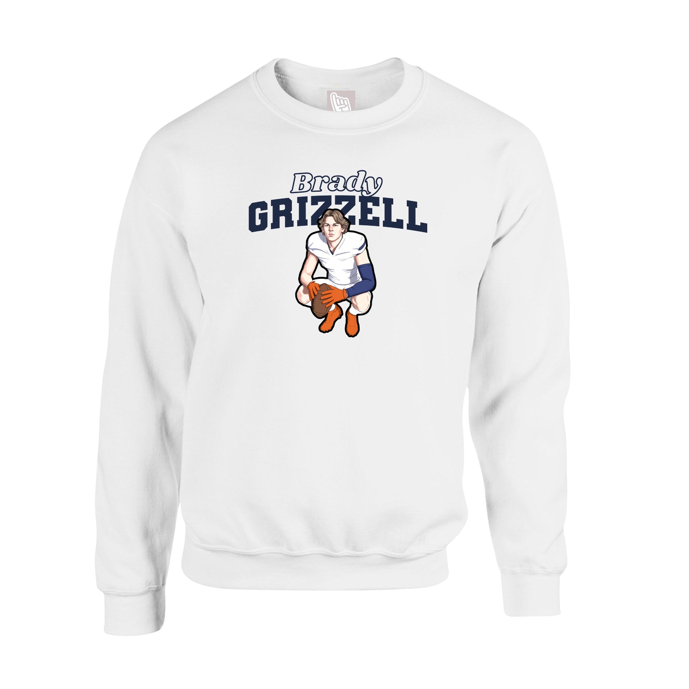 Fleece Crew — Name Arch in White