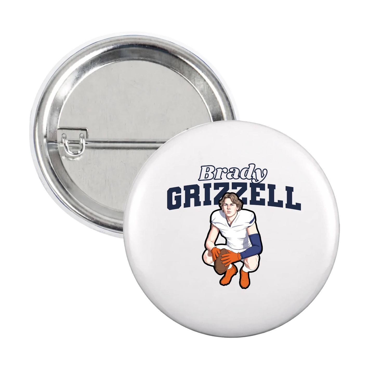 Game Day Button — Name Arch in White