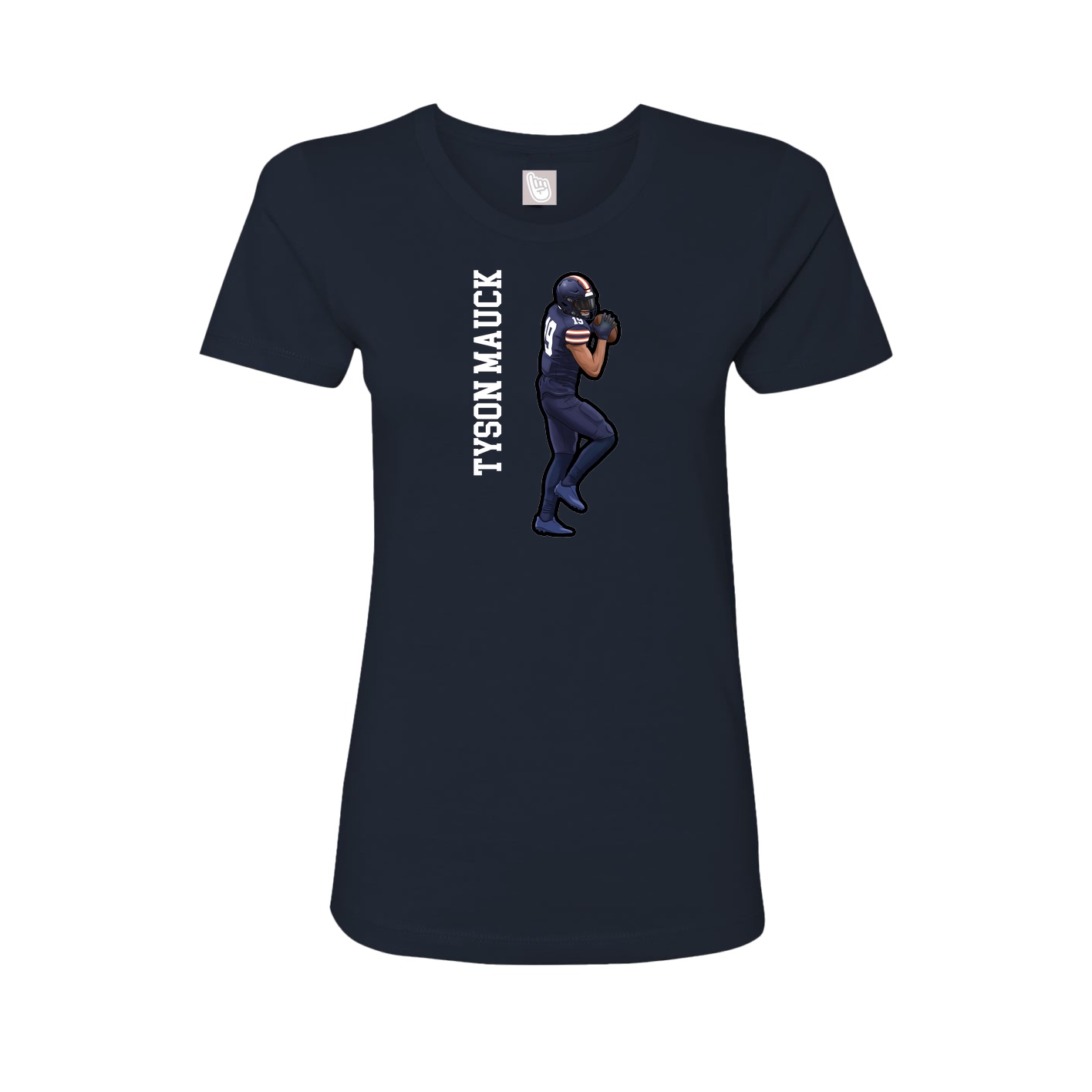 Fitted Women's Tee — Name Vertical in Navy