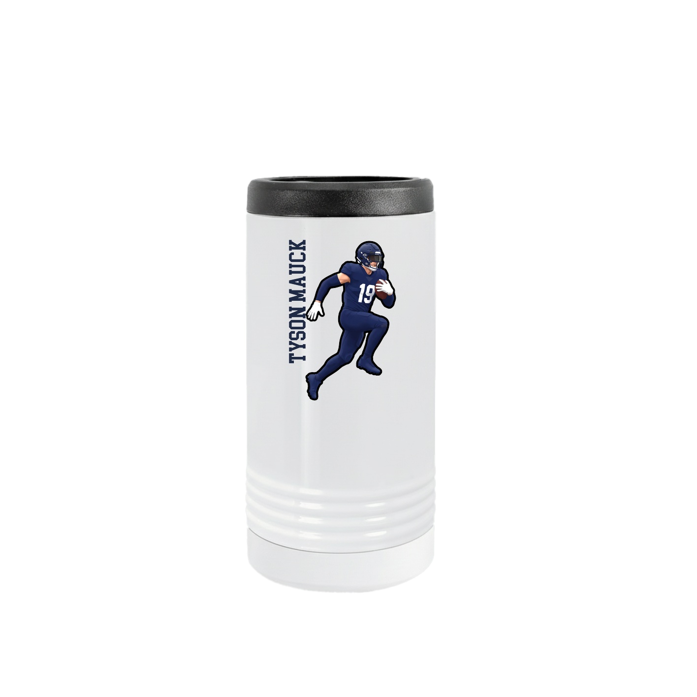 Slim Beverage Holder — Name Vertical in White
