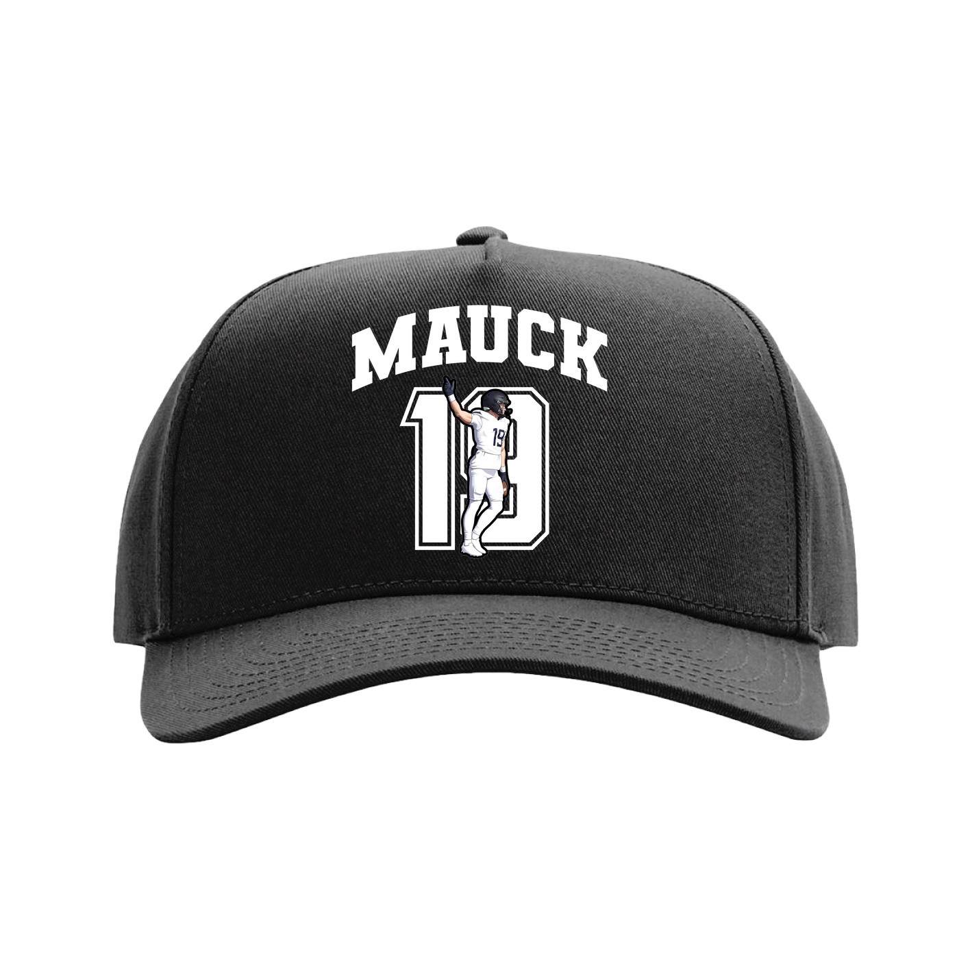 Full Fabric Five-Panel Champ Cap — Number in Black