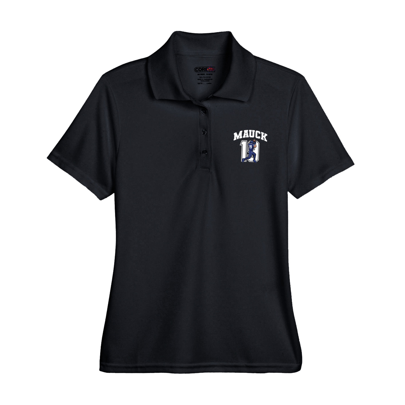 Womens Performance Polo — Number in Black
