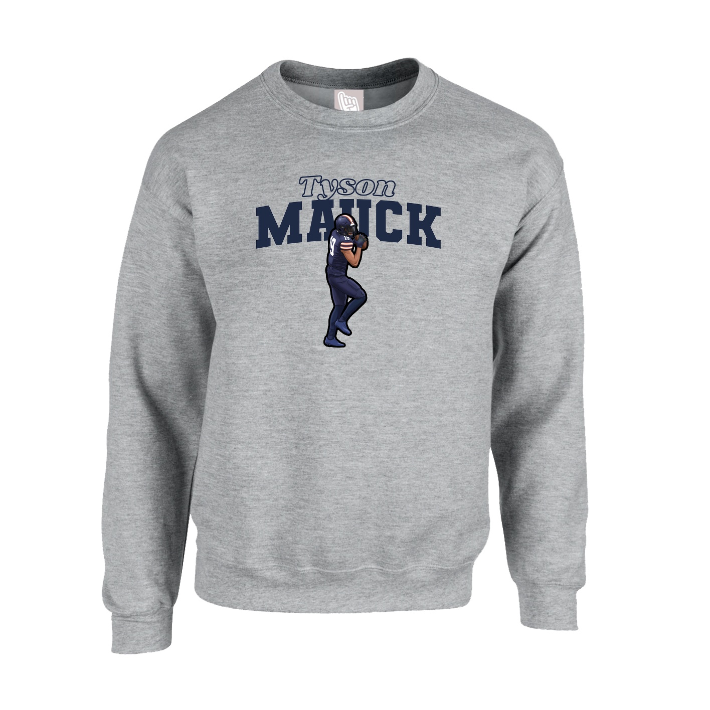 Fleece Crew — Name Arch in Grey
