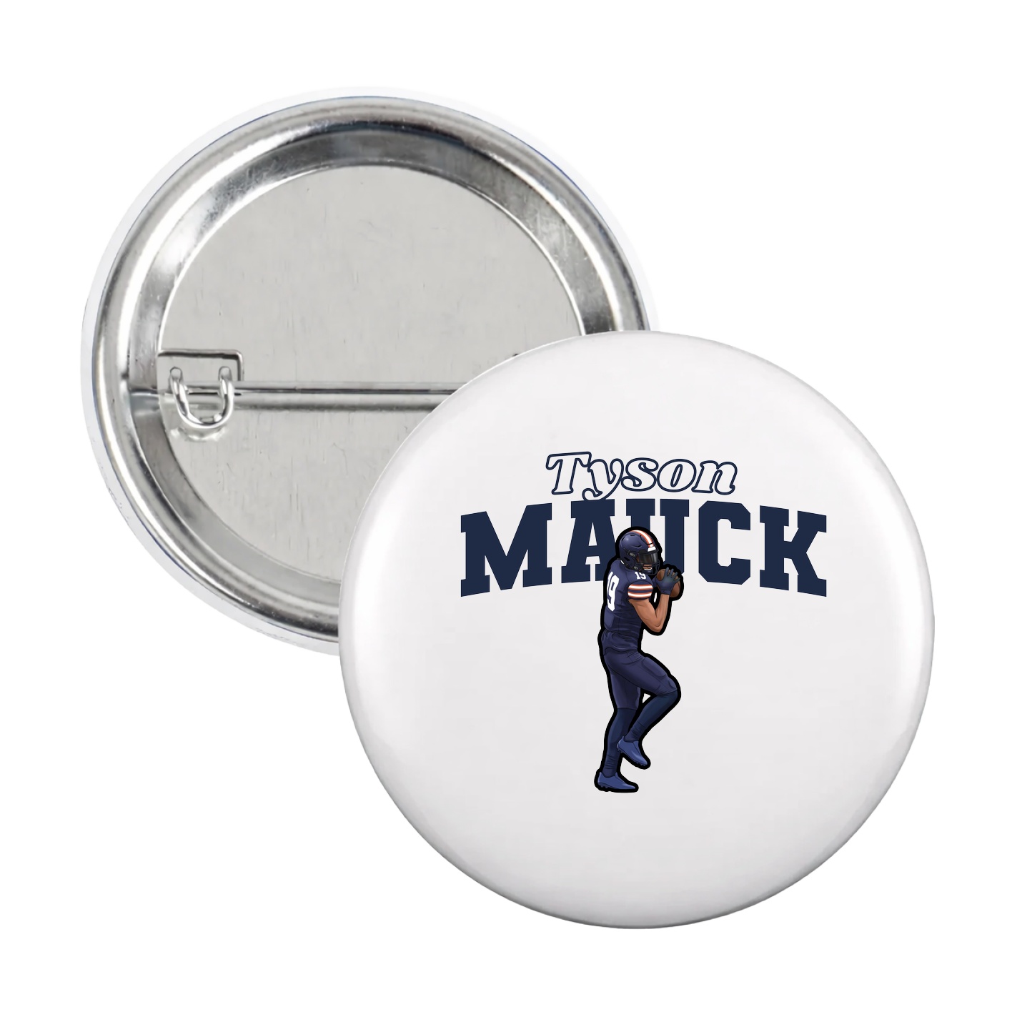 Game Day Button — Name Arch in White