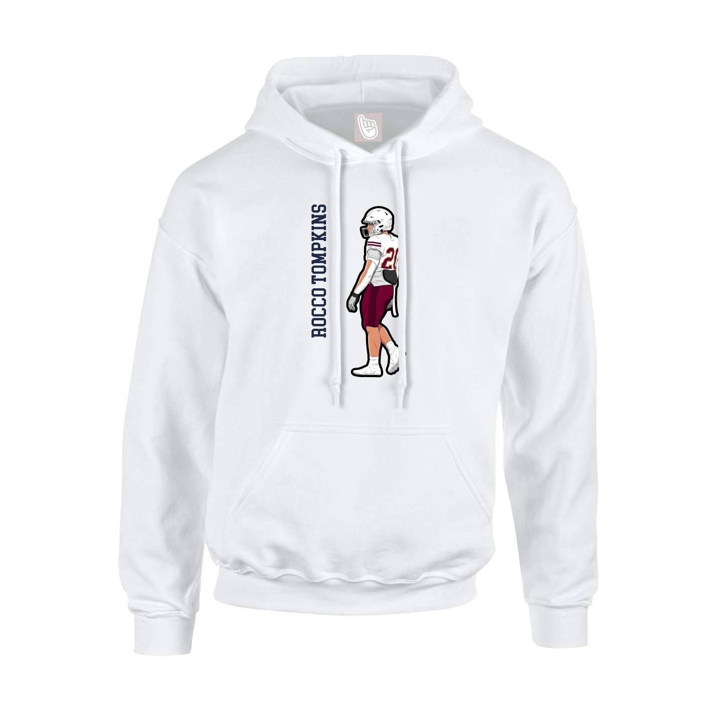 Youth Hoodie — Name Vertical in White
