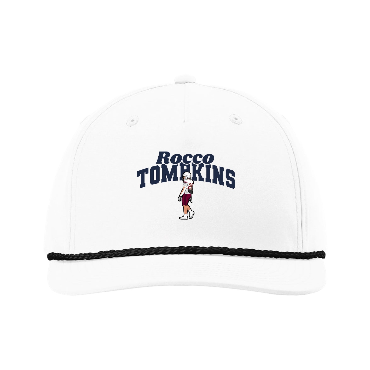 Five-Panel Classic Rope Cap — Signature Arch in White