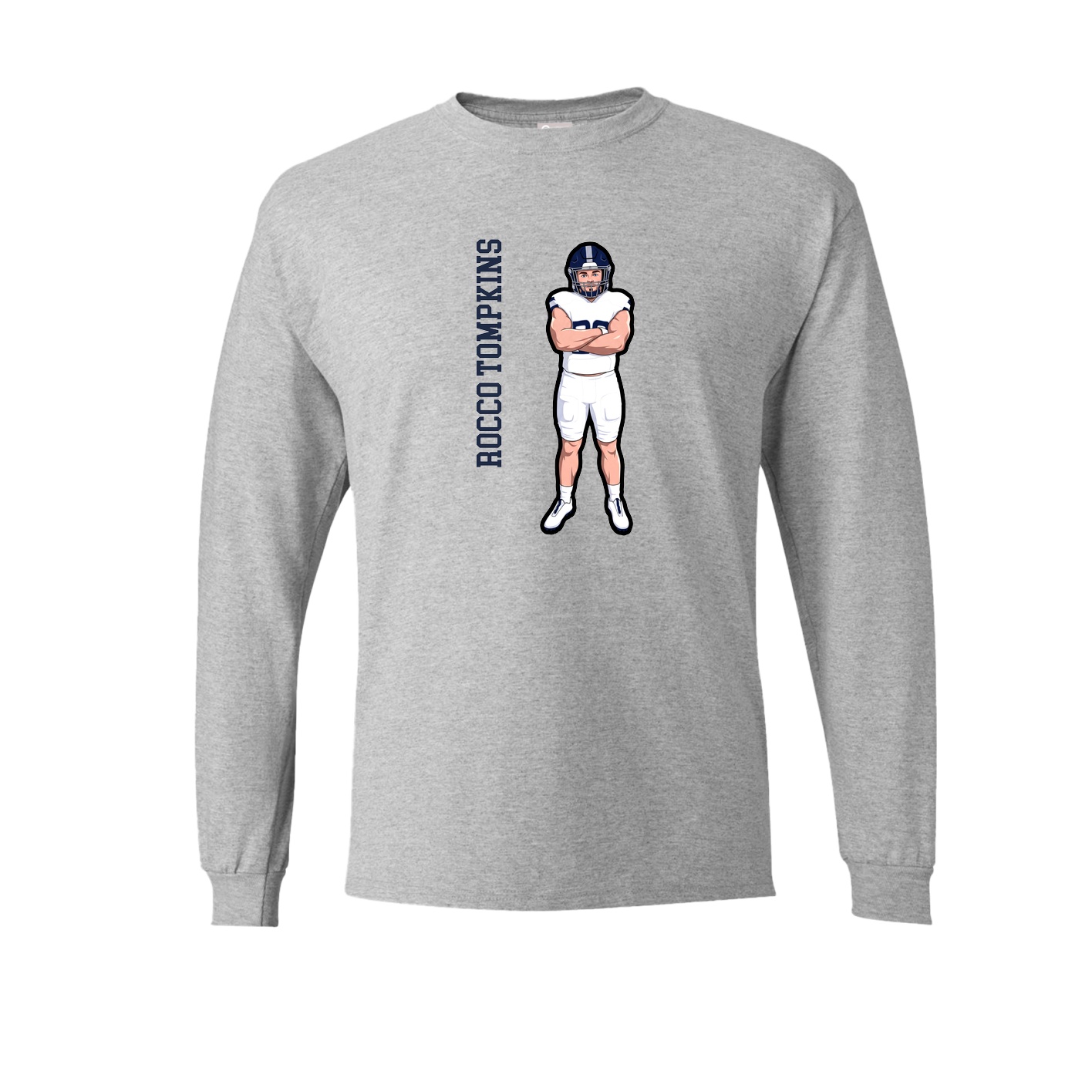 Long Sleeve Tee — Name Vertical in Grey