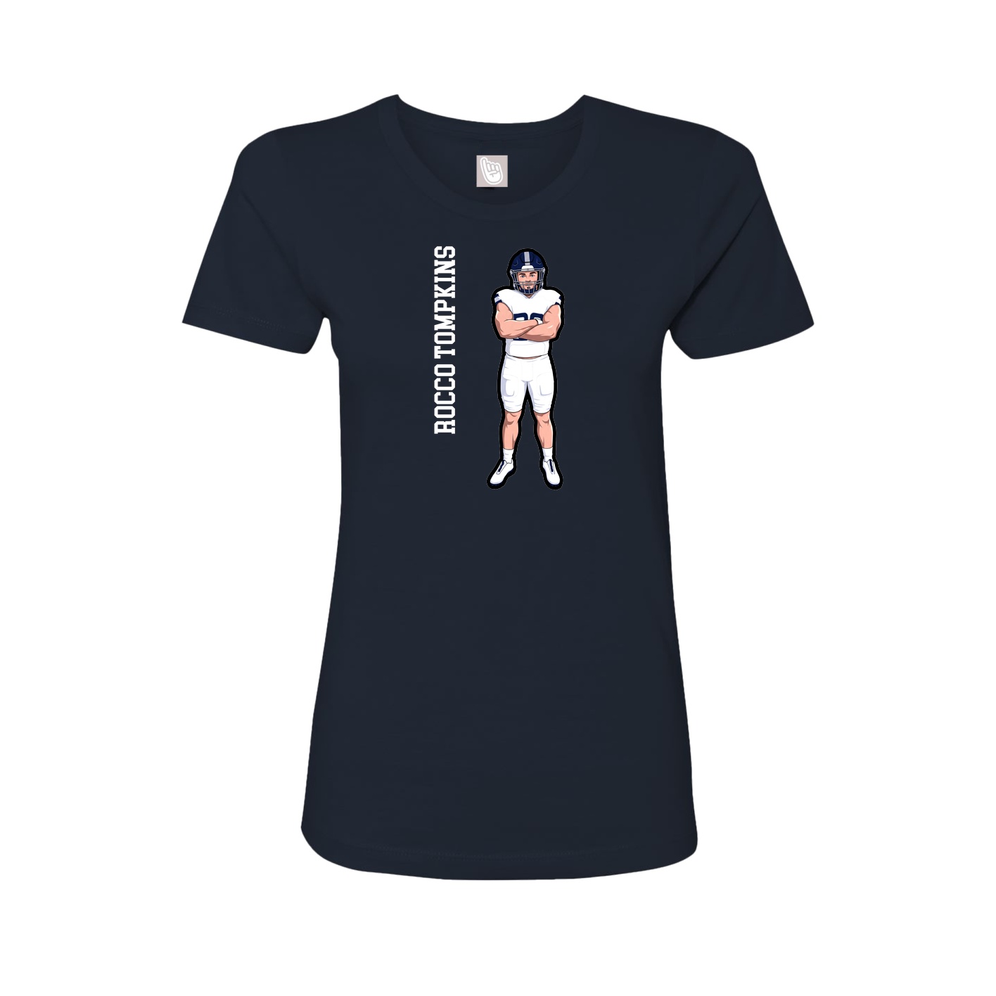 Womens Tee — Name Vertical in Navy