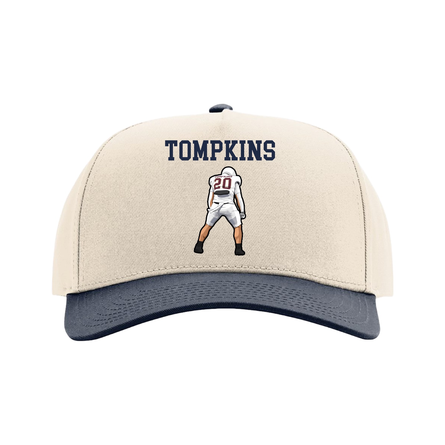 Full Fabric Five-Panel Champ Cap — Shirsey in Cream/Navy