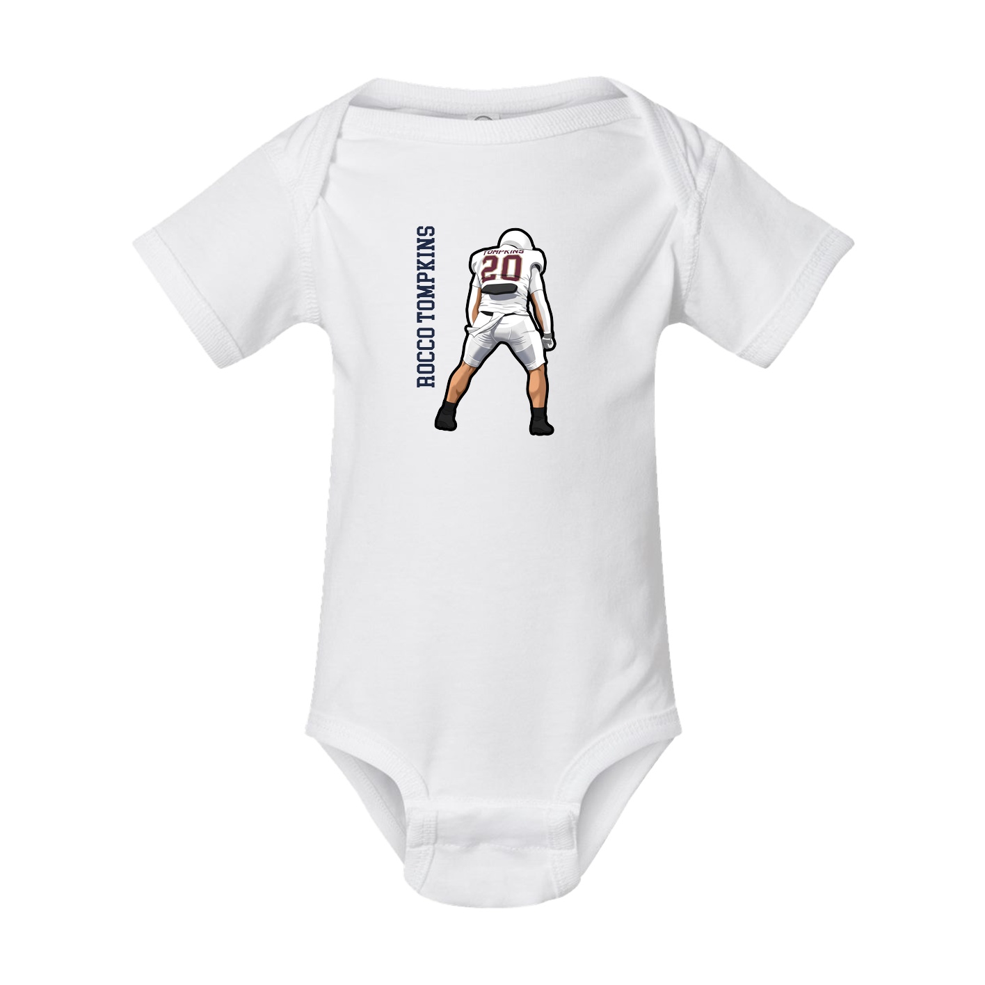 Baby Onesie — Name Vertical in White