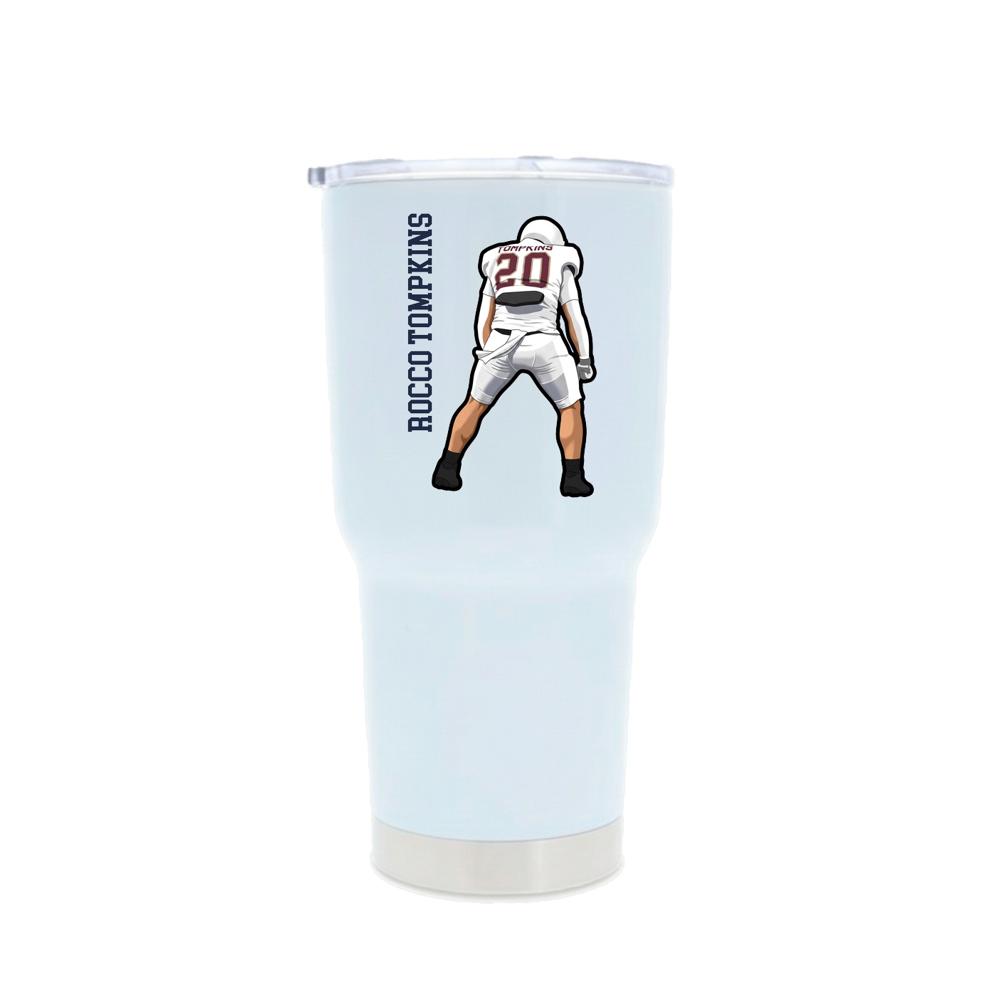 30oz Stainless Steel Tumbler — Name Vertical in White