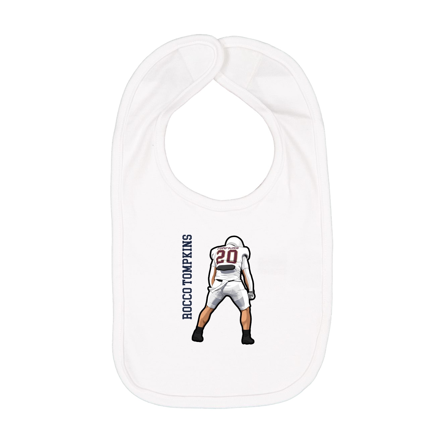 Infant Bib — Name Vertical in White