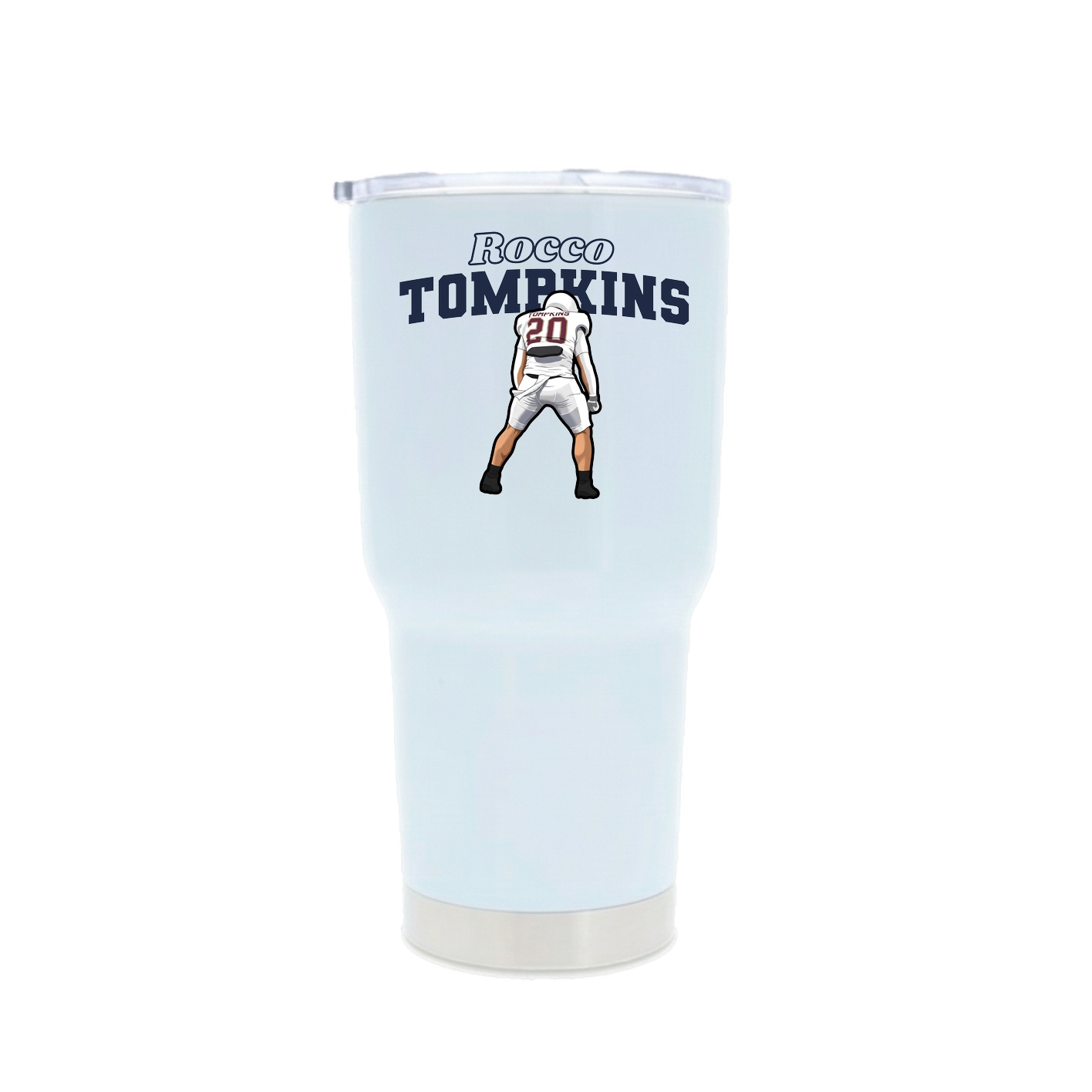 30oz Stainless Steel Tumbler — Name Arch in White