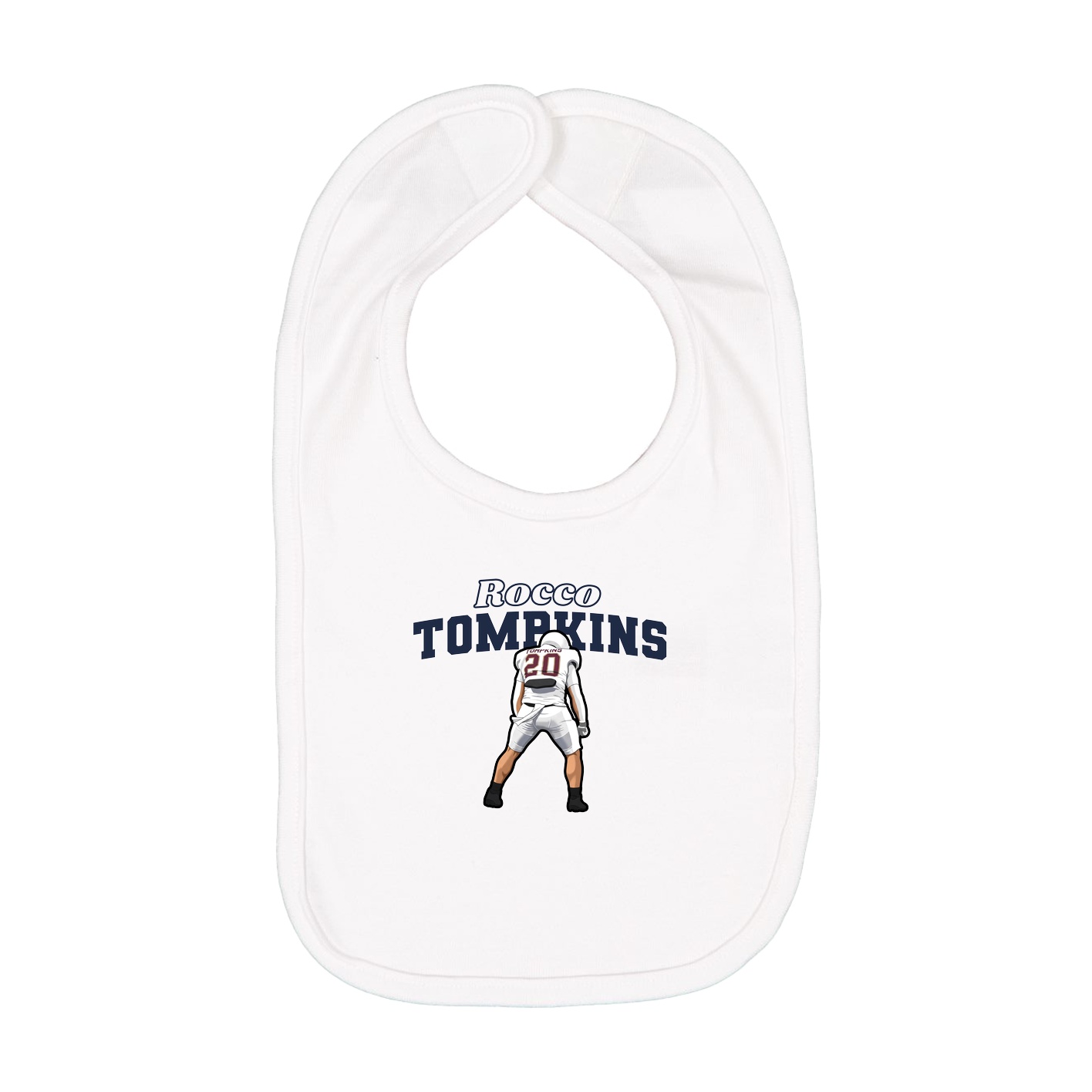 Infant Bib — Name Arch in White