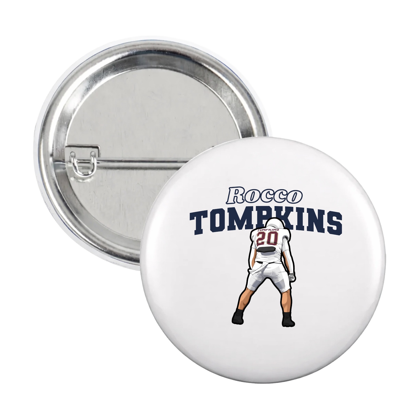 Game Day Button — Name Arch in White