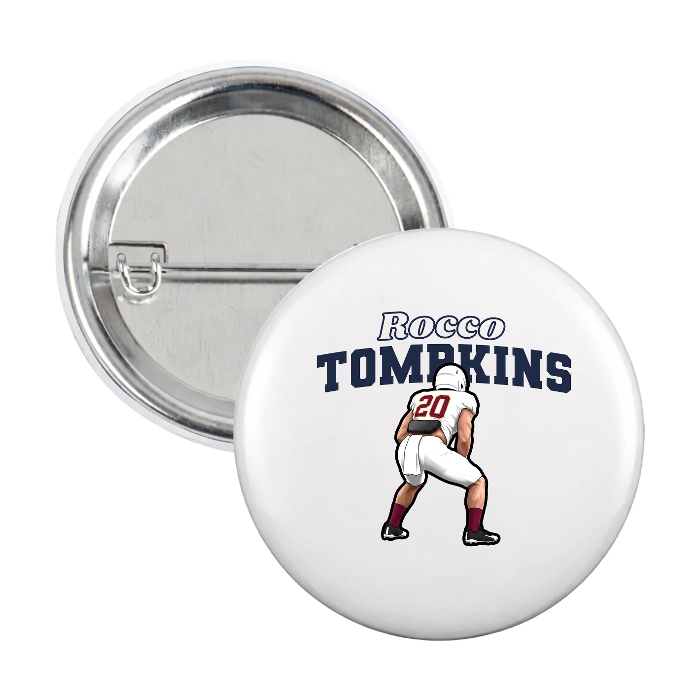 Game Day Button — Name Arch in White