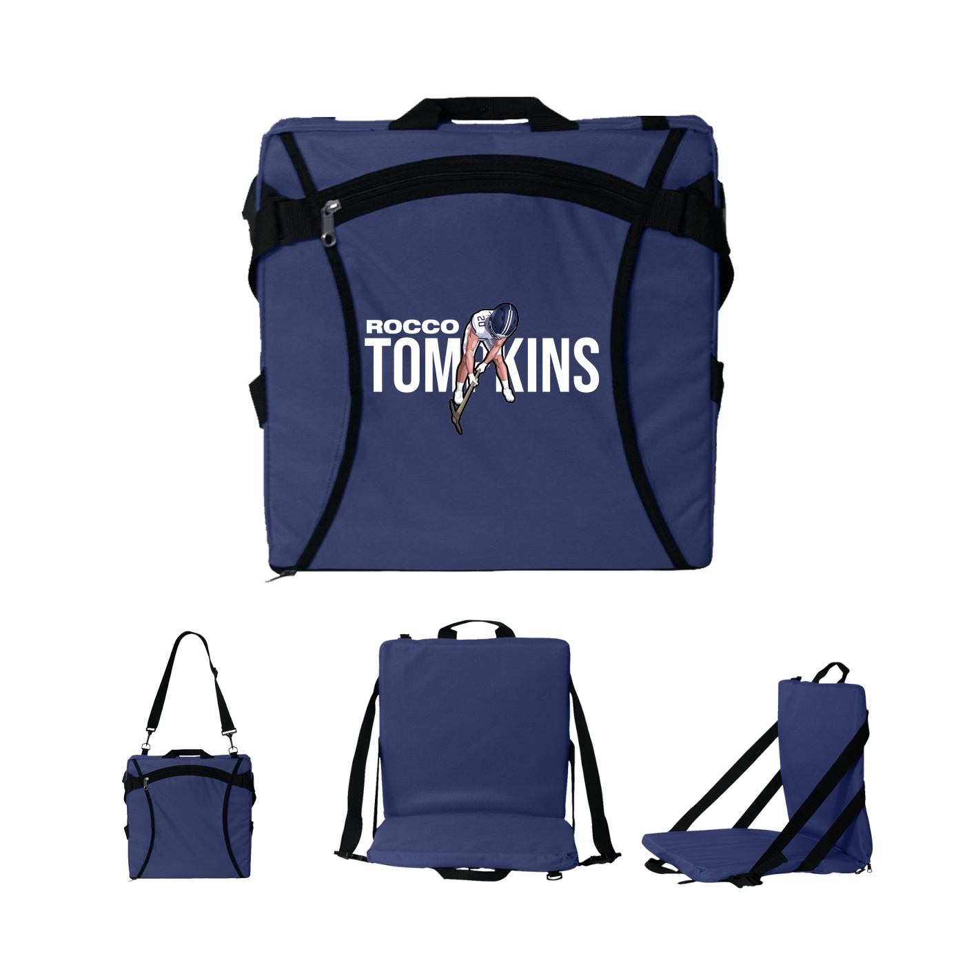 Folding Stadium Seat — Player Name in Navy