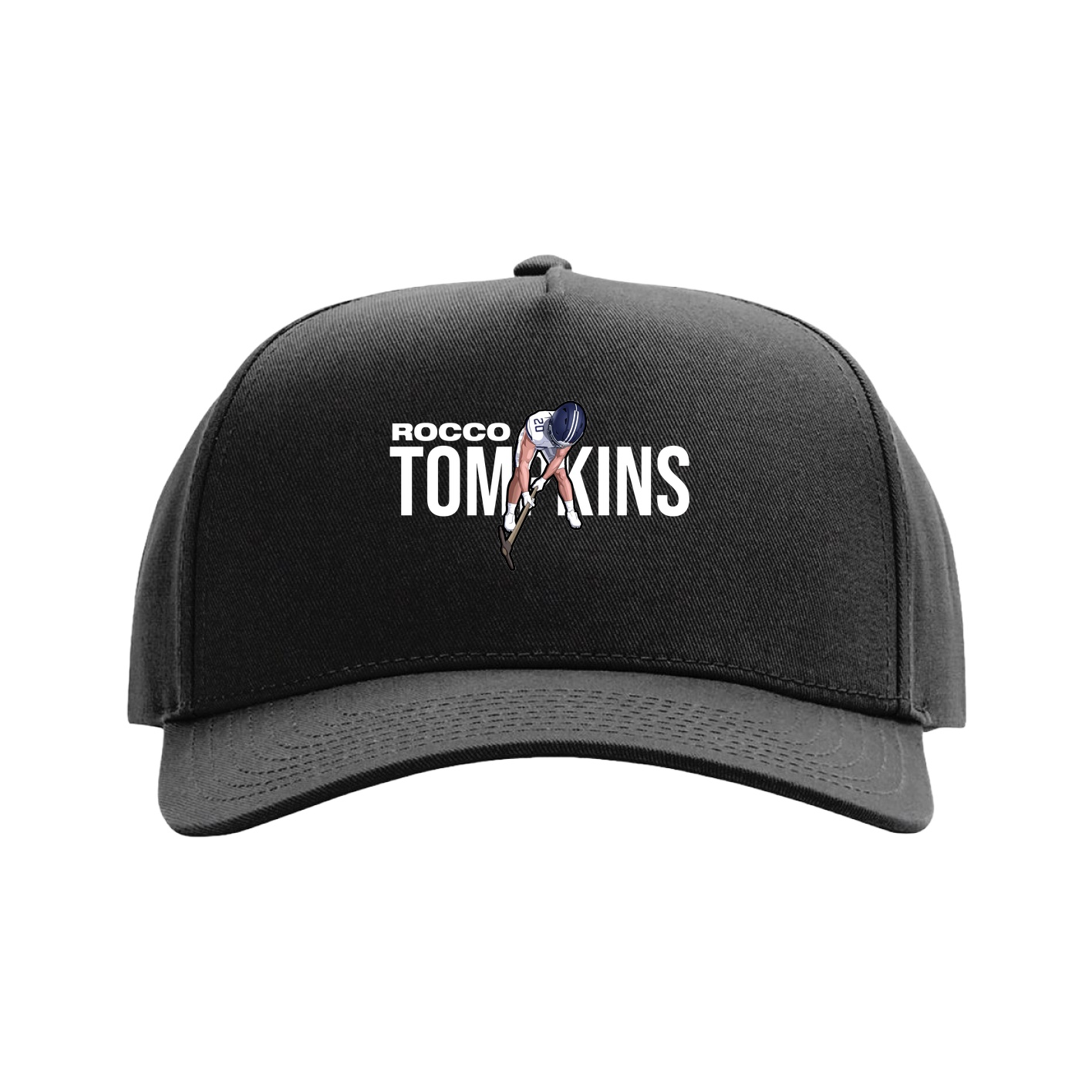 Full Fabric Five-Panel Champ Cap — Player Name in Black