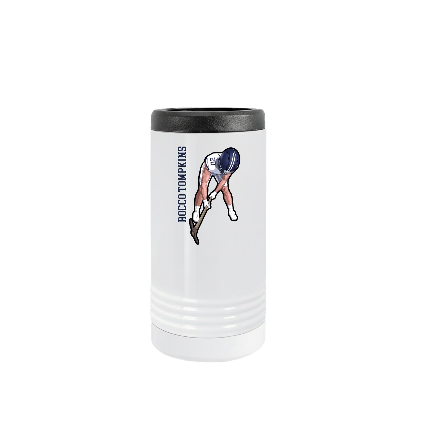 Slim Beverage Holder — Name Vertical in White