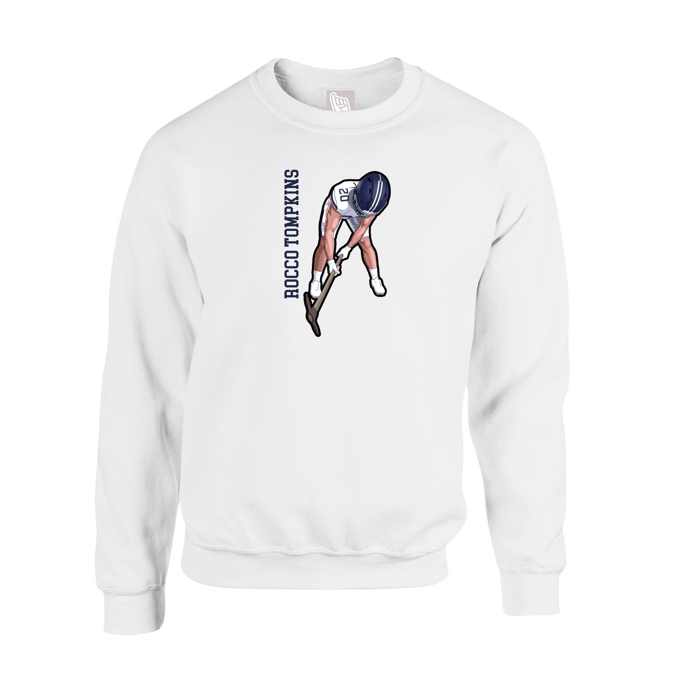 Fleece Crew — Name Vertical in White