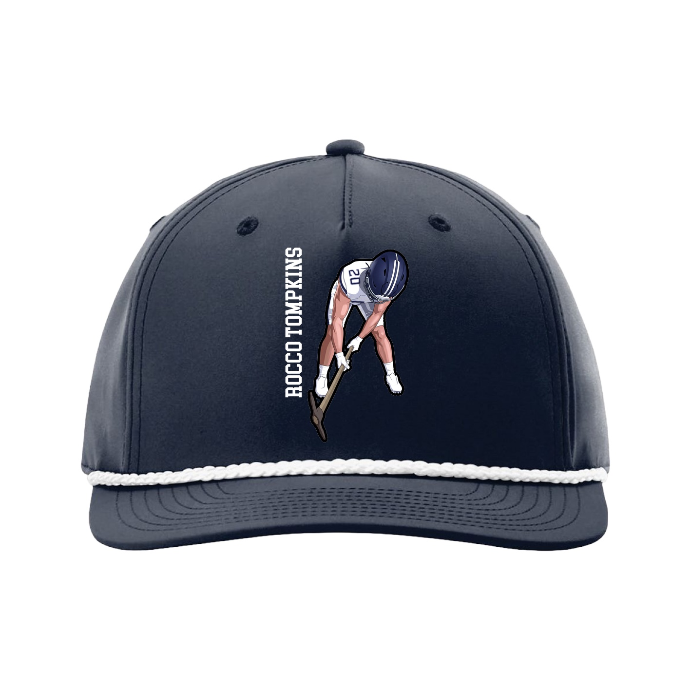 Five-Panel Classic Rope Cap — Name Vertical in Navy