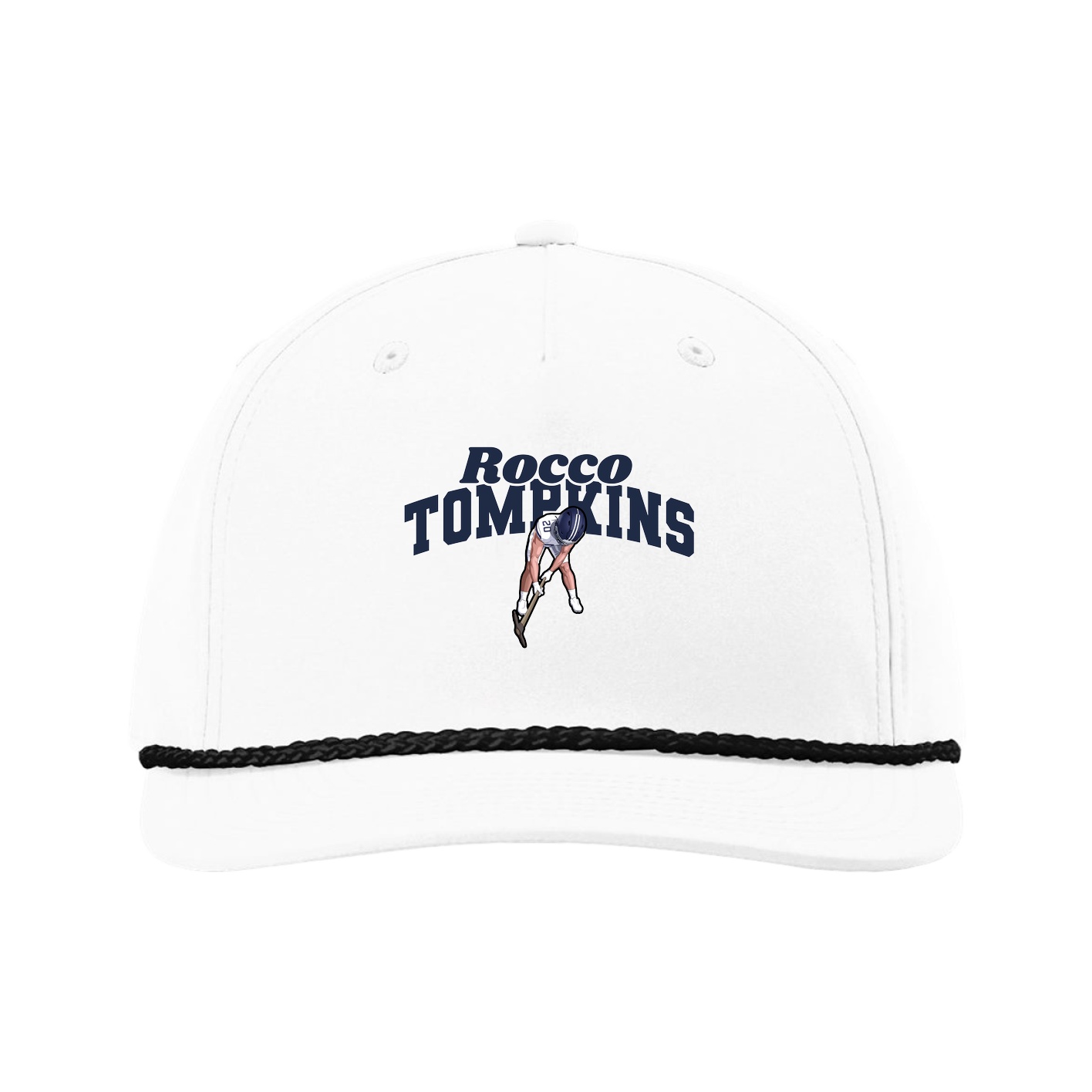 Five-Panel Classic Rope Cap — Signature Arch in White
