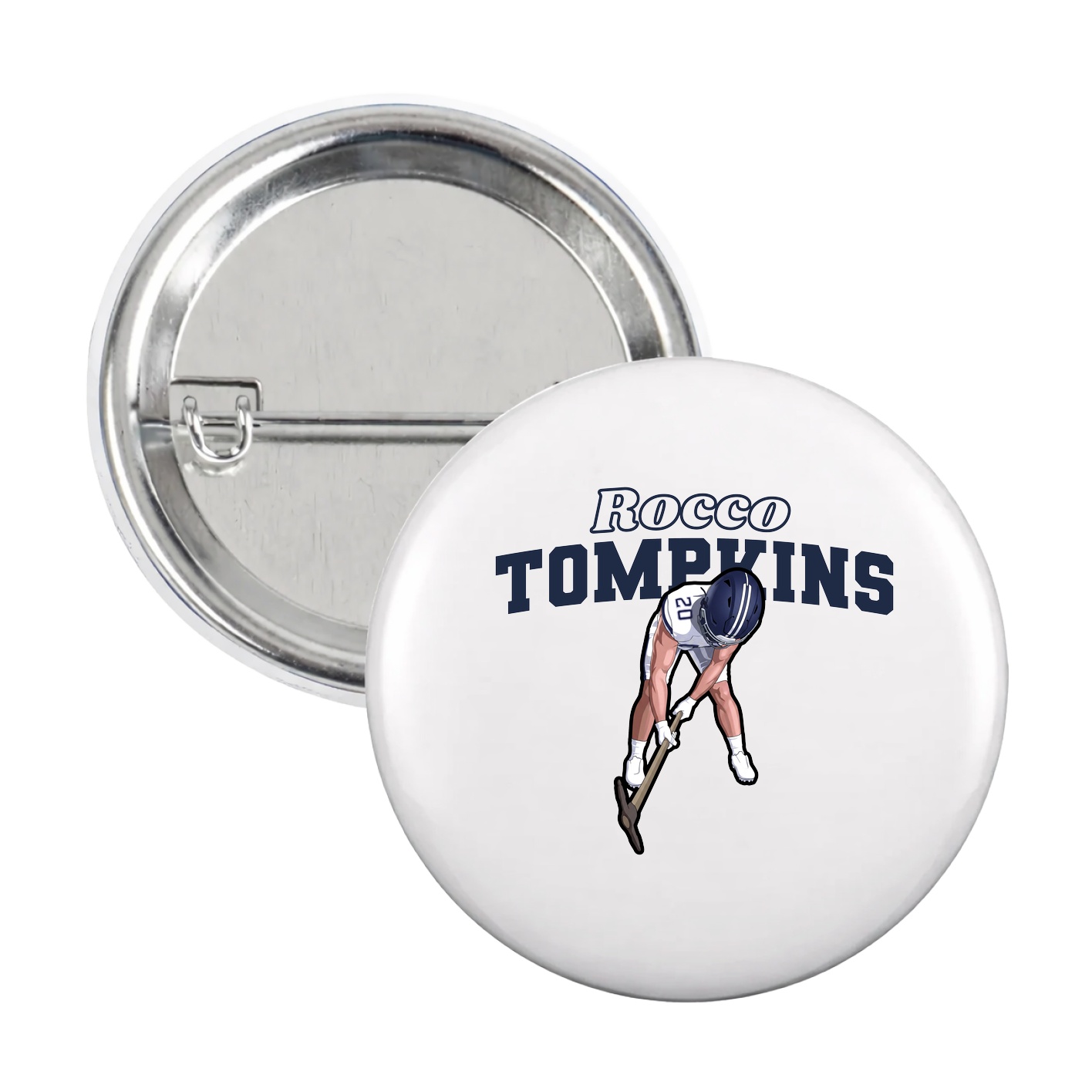 Game Day Button — Name Arch in White