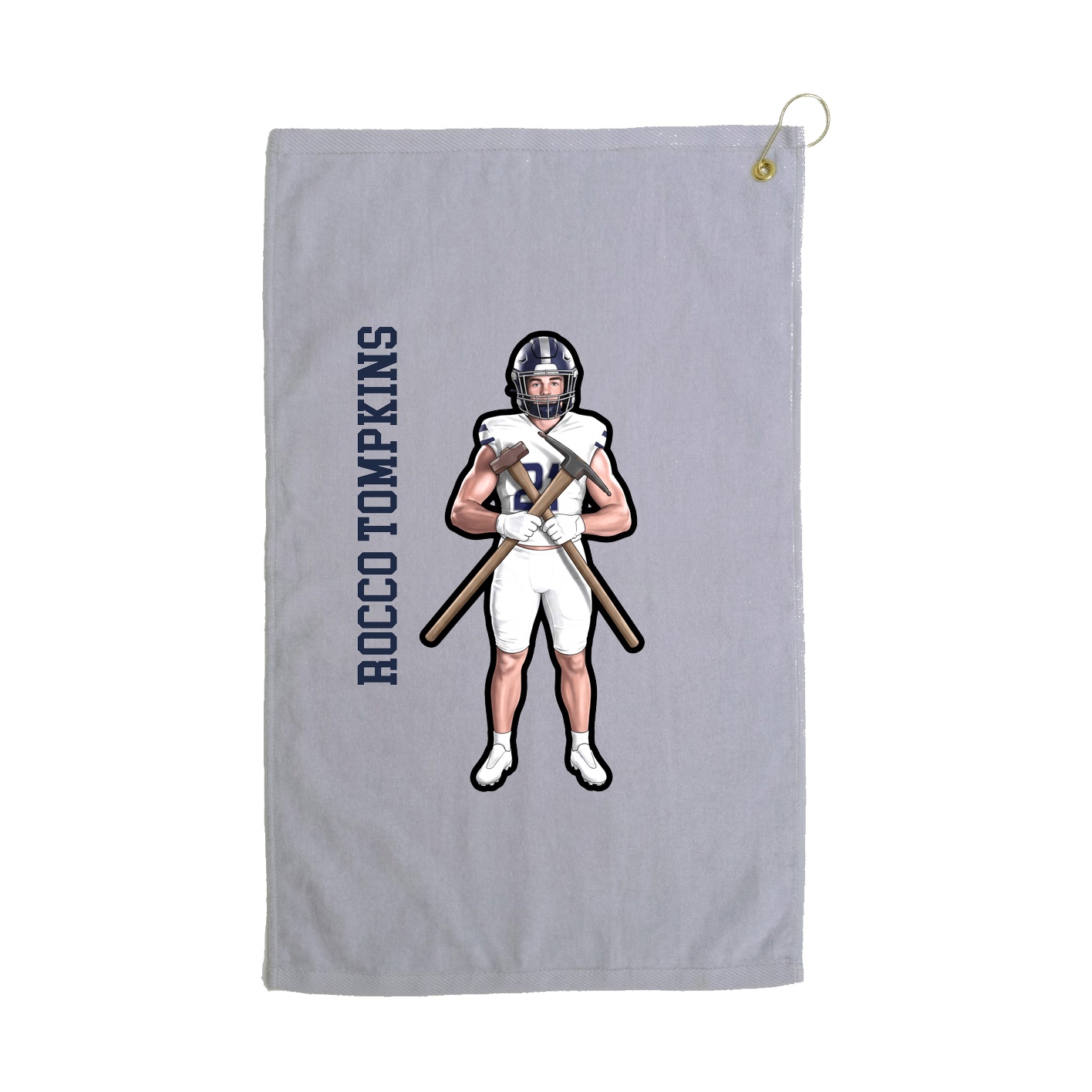 Golf Towel — Name Vertical in Grey