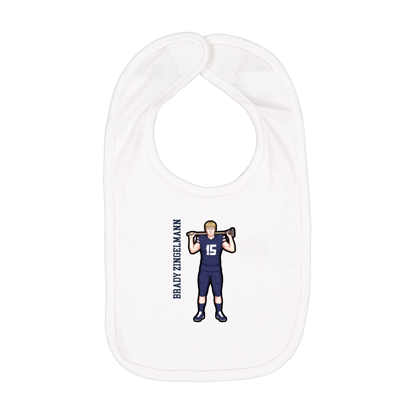 Infant Bib — Name Vertical in White