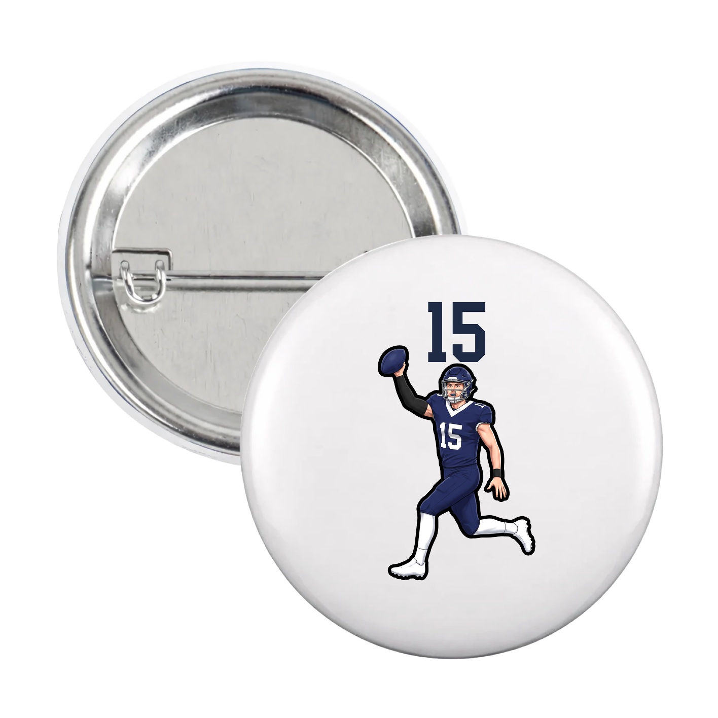 Game Day Button — Number Top in White
