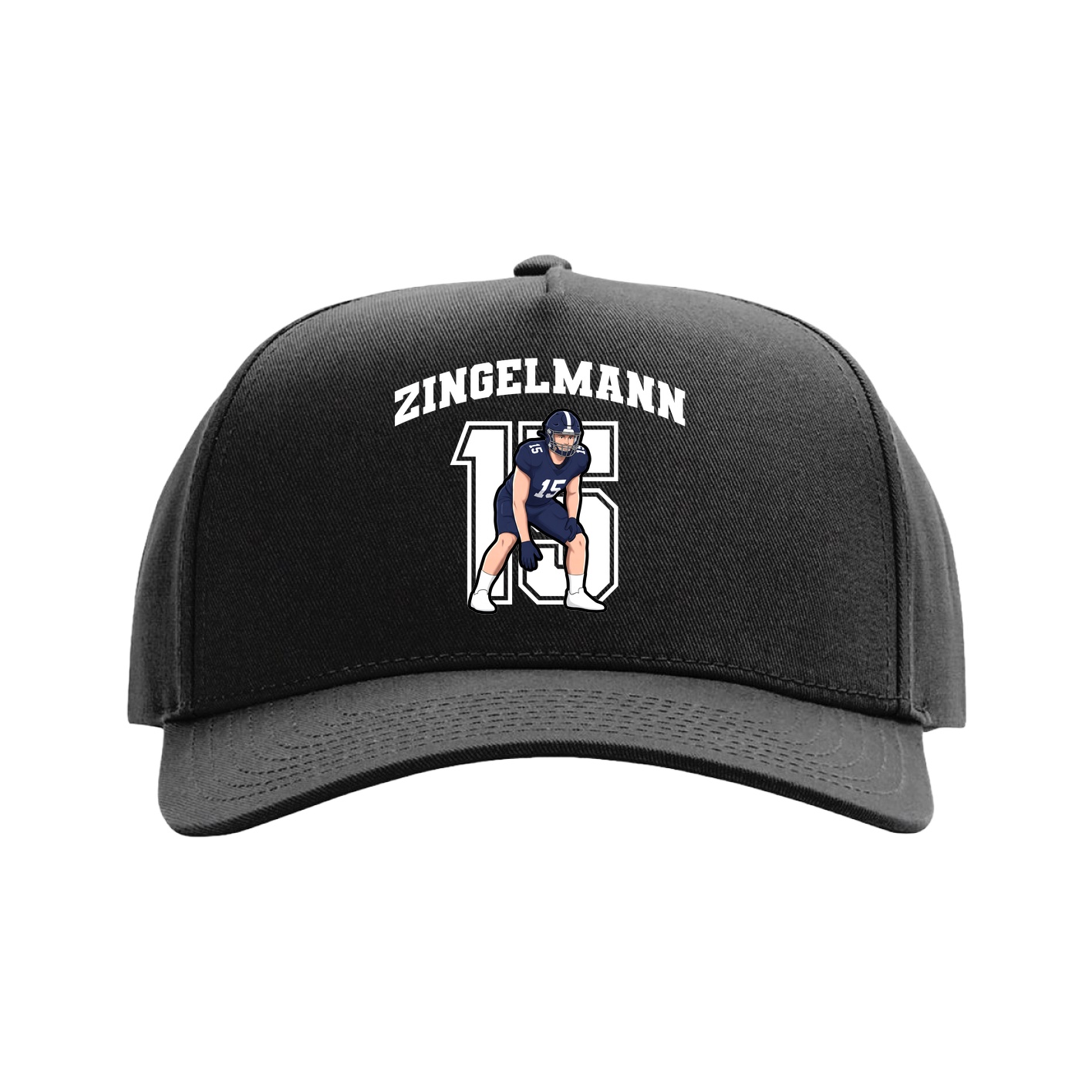 Full Fabric Five-Panel Champ Cap — Number in Black