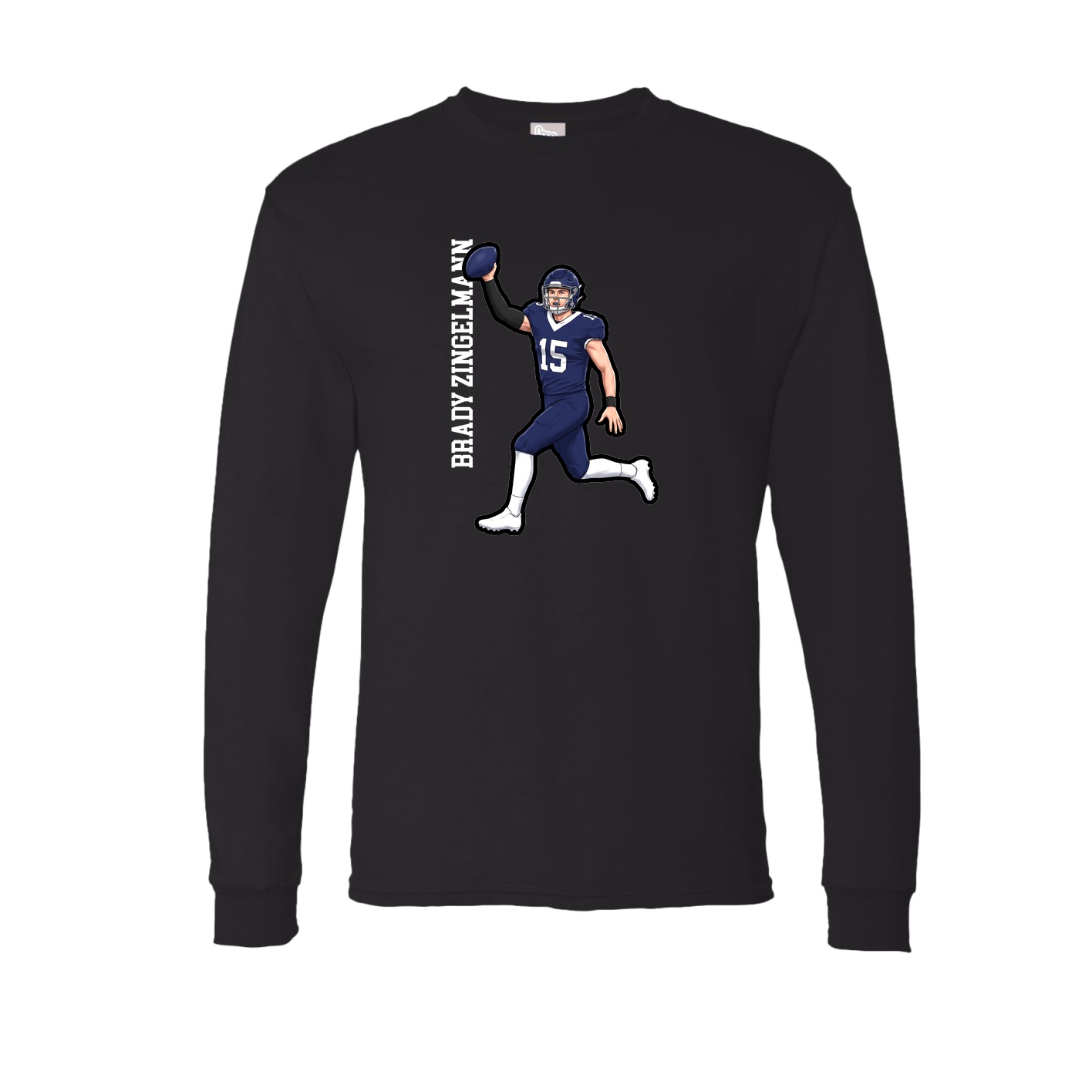 Long Sleeve Tee — Name Vertical in Black