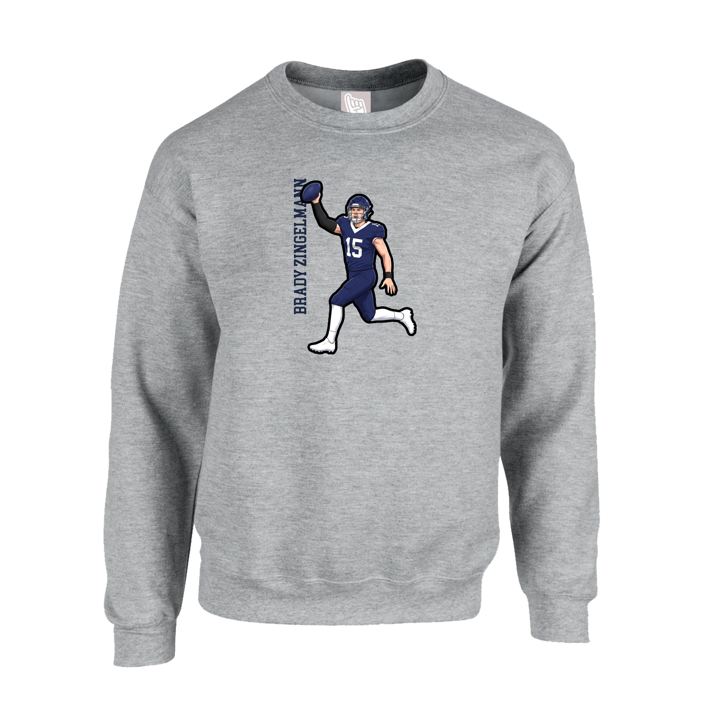 Fleece Crew — Name Vertical in Grey