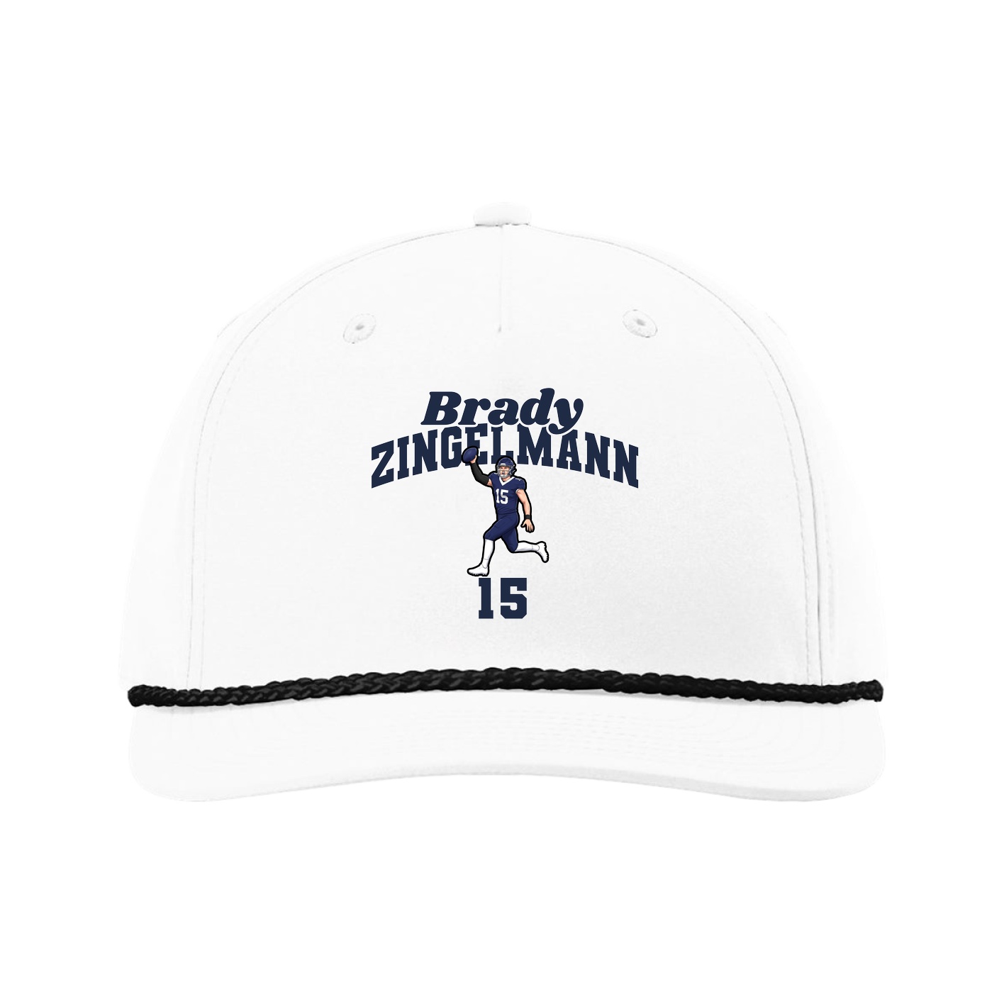 Five-Panel Classic Rope Cap — Signature Arch in White