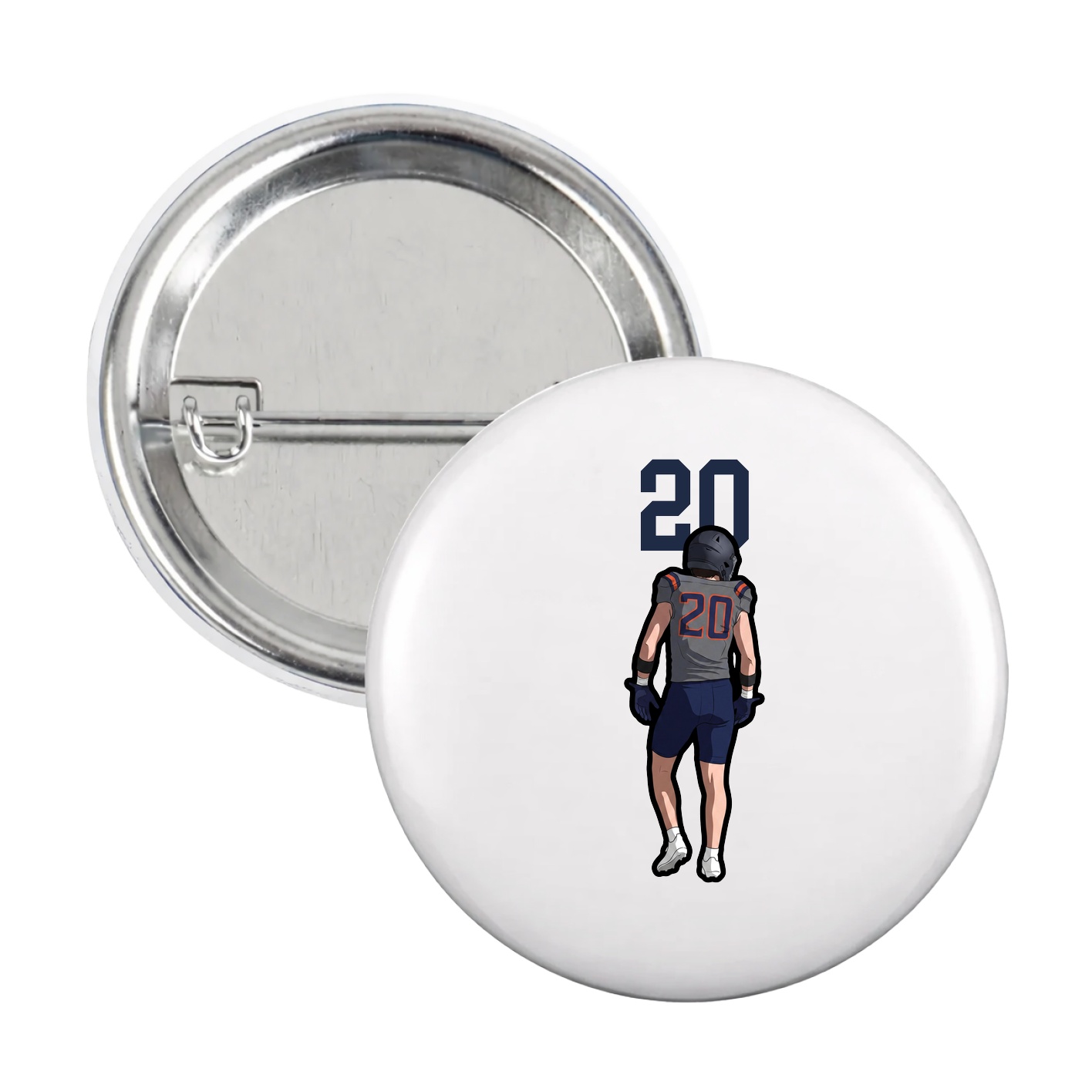 Game Day Button — Number Top in White