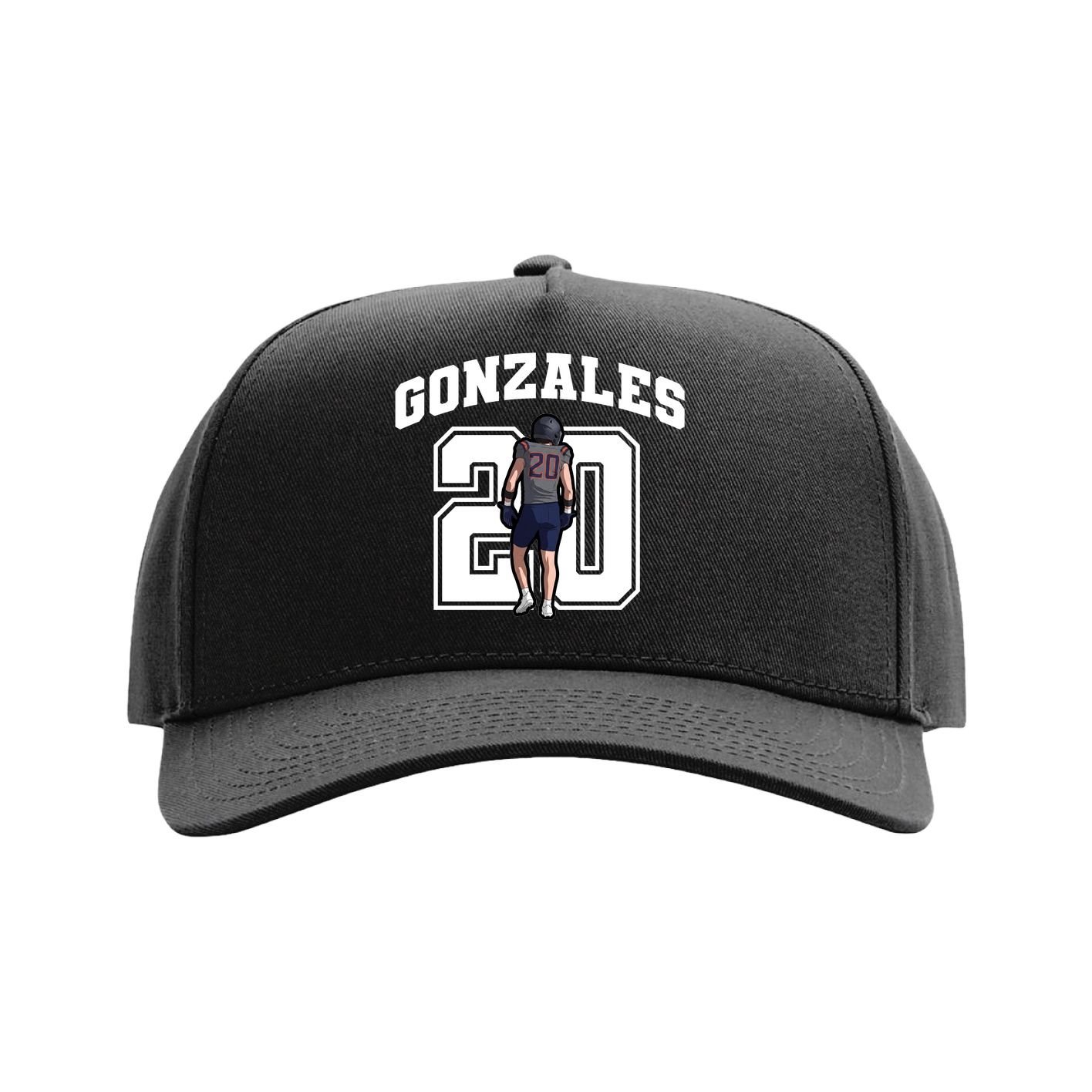 Full Fabric Five-Panel Champ Cap — Number in Black