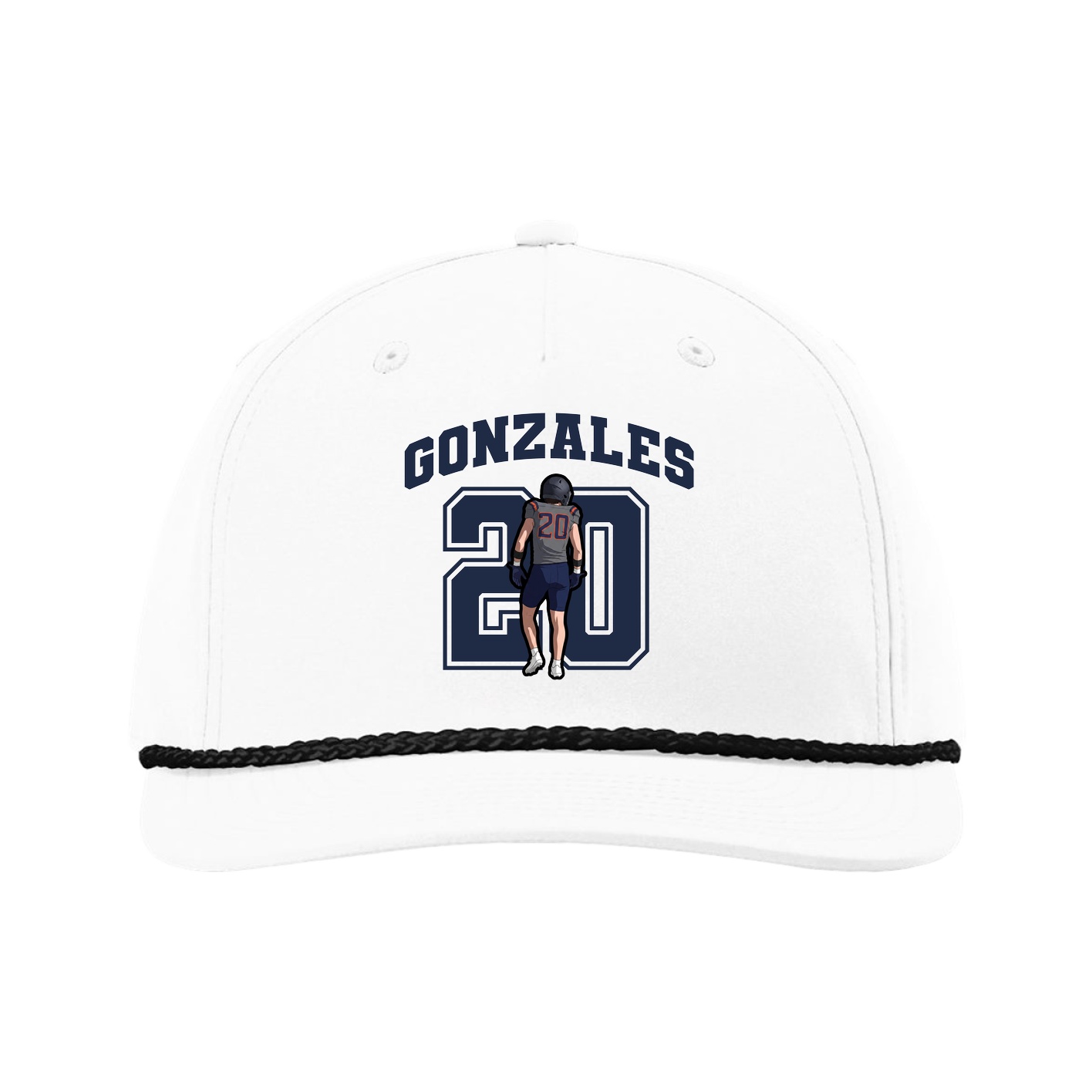 Five-Panel Classic Rope Cap — Number in White