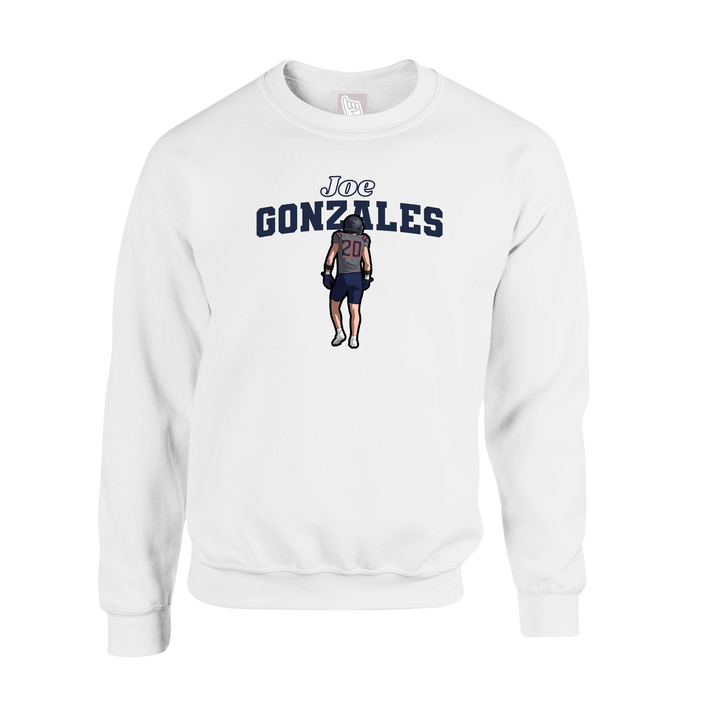 Fleece Crew — Name Arch in White