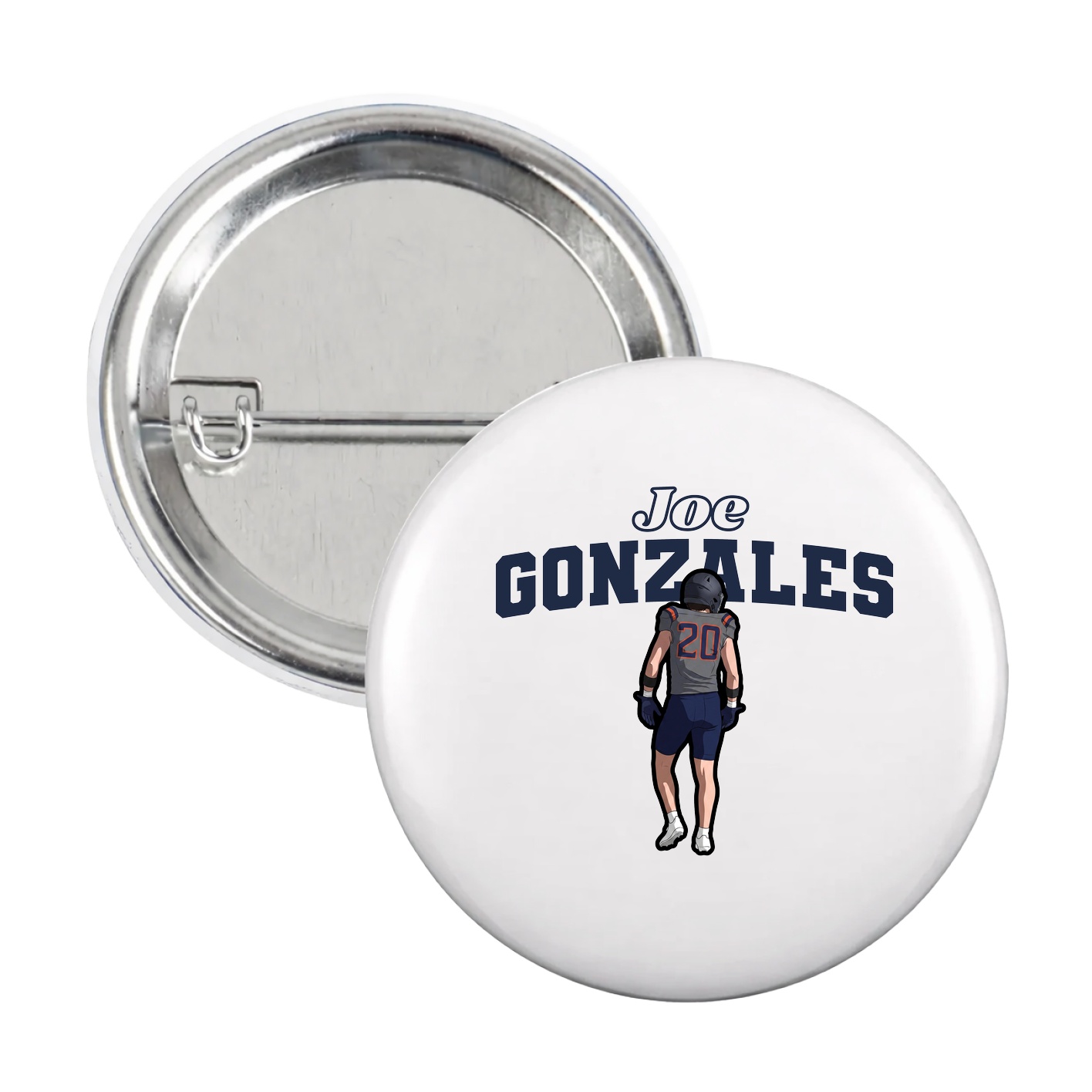 Game Day Button — Name Arch in White