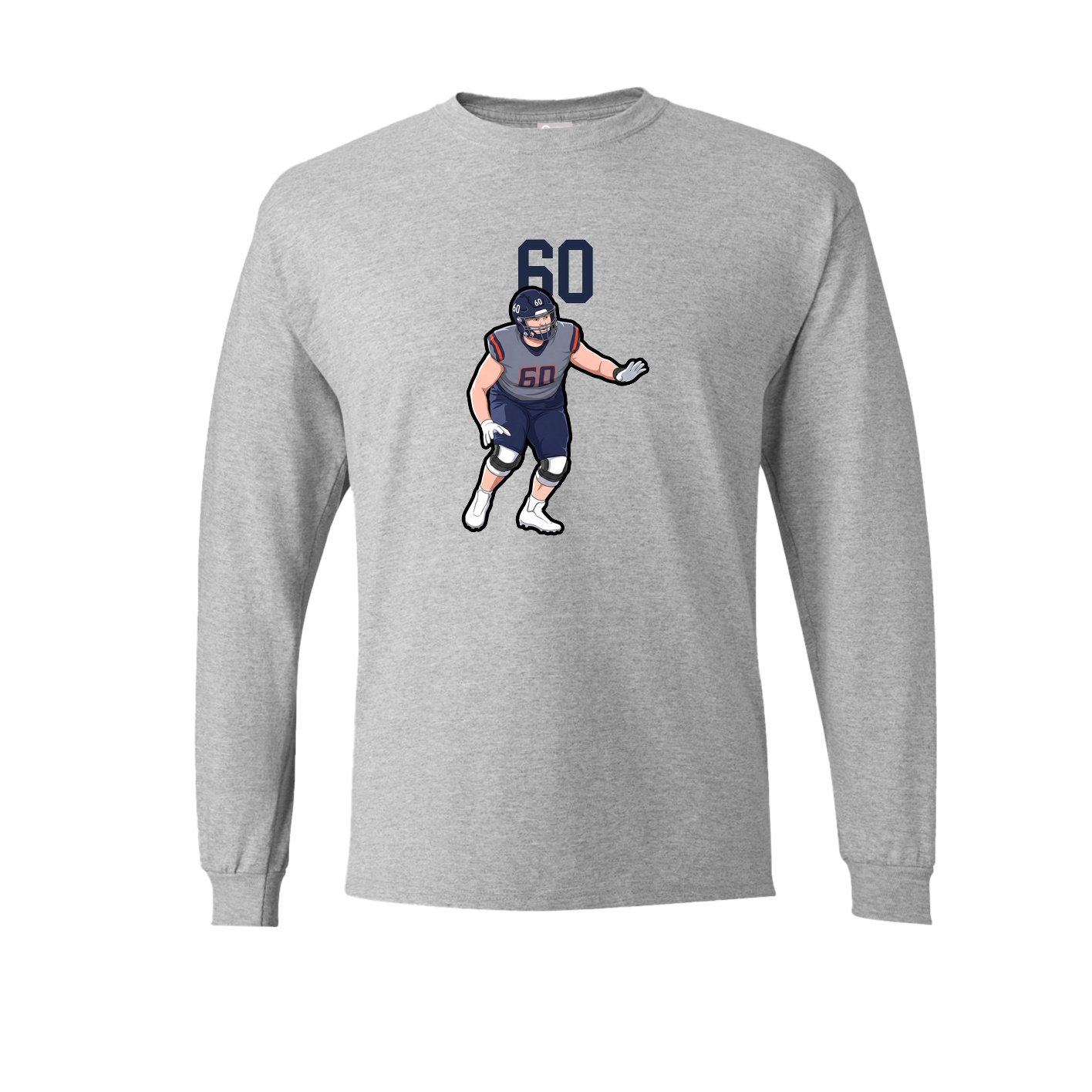 Long Sleeve Tee — Number Top in Grey