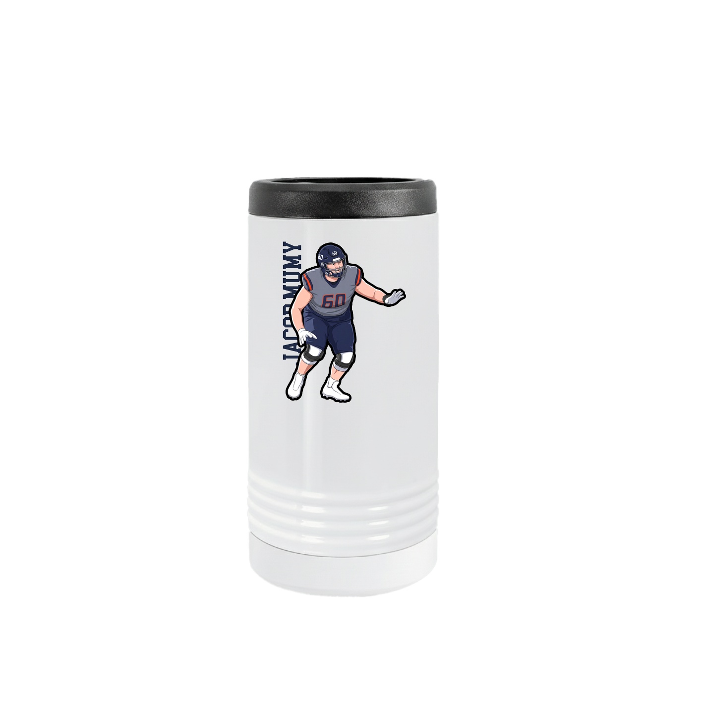 Slim Beverage Holder — Name Vertical in White