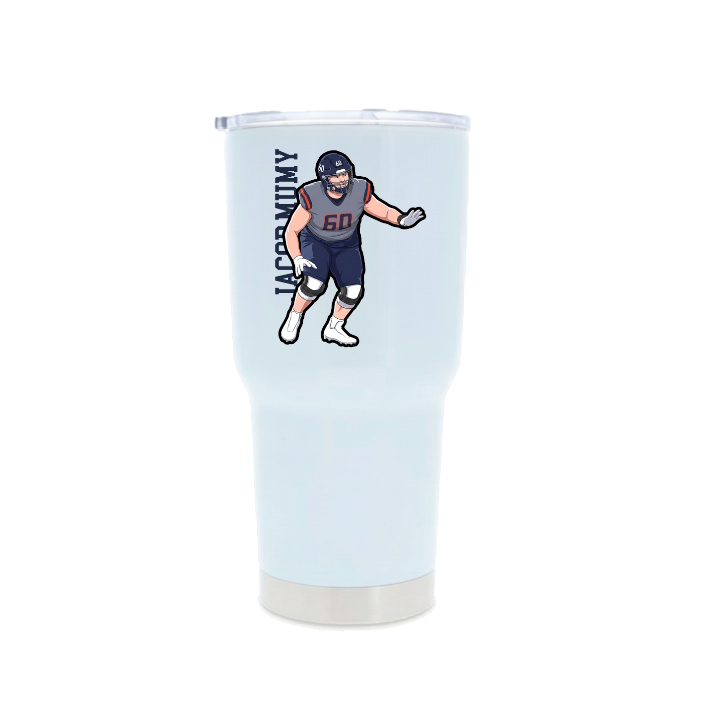 30oz Stainless Steel Tumbler — Name Vertical in White
