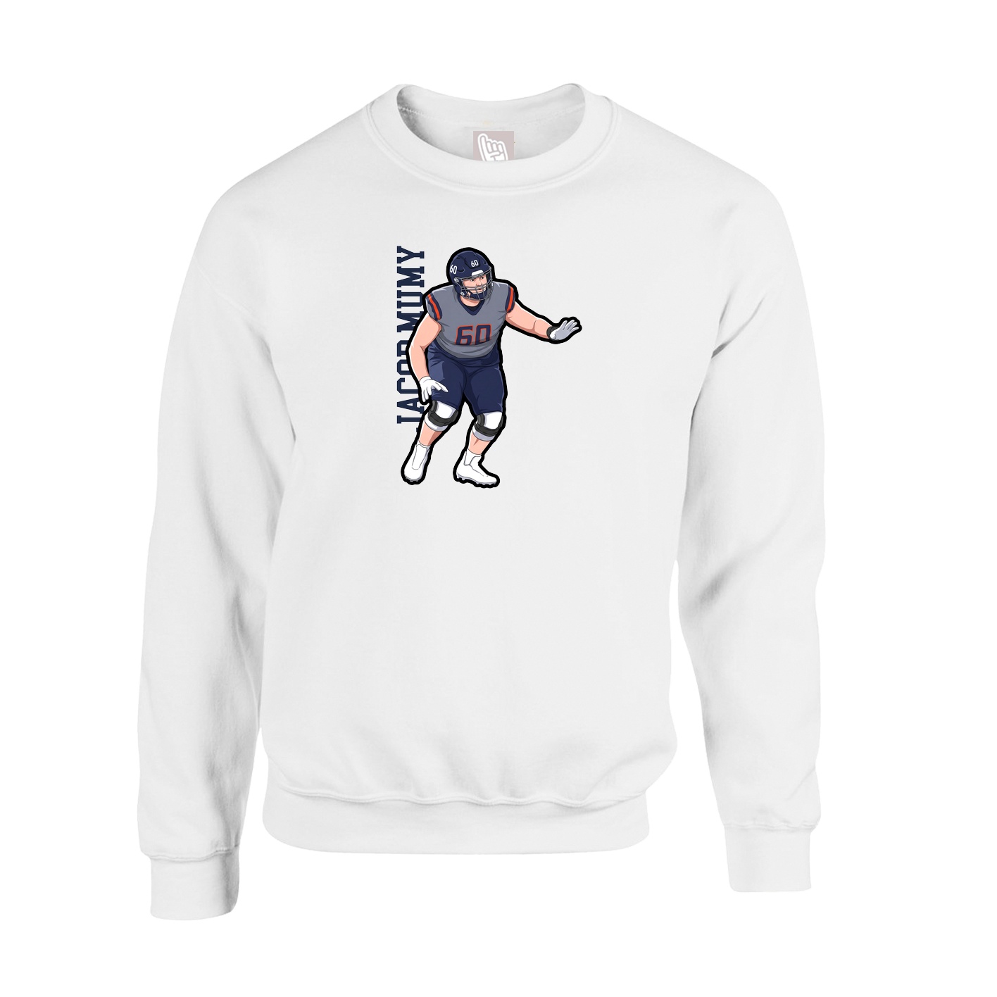 Fleece Crew — Name Vertical in White