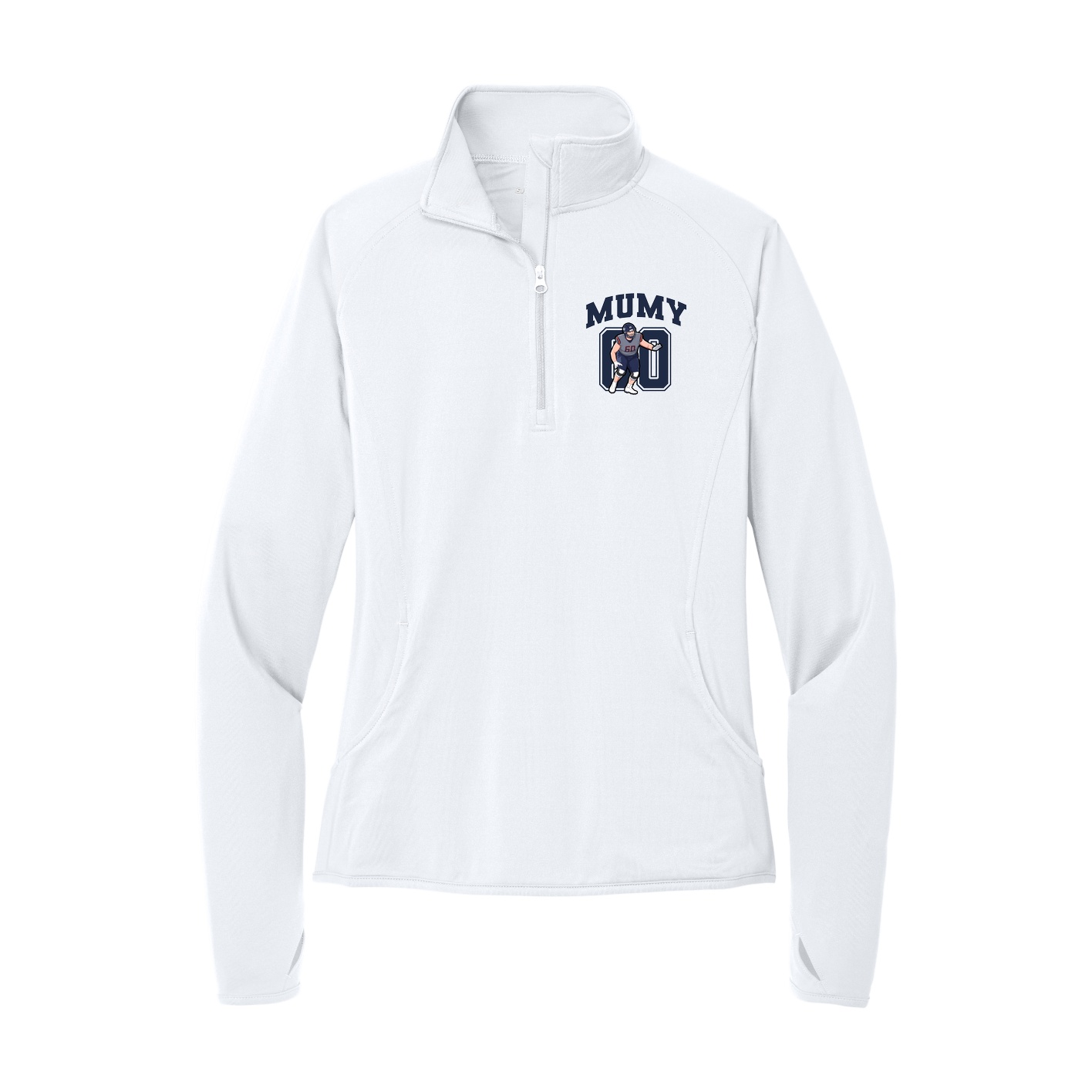 Women's Q-Zip Pullover — Number in White