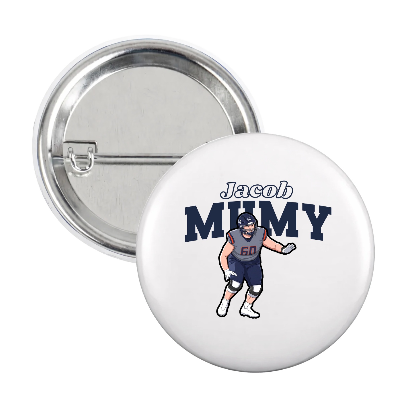 Game Day Button — Name Arch in White